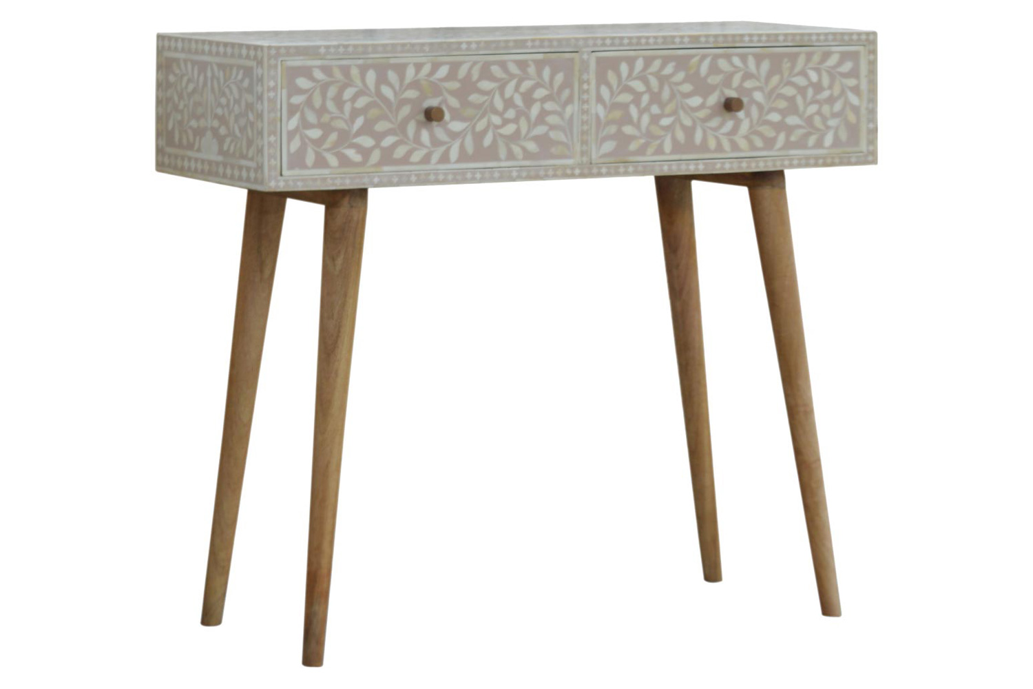 Artisan - Light Taupe Floral Bone Inlay Console Table