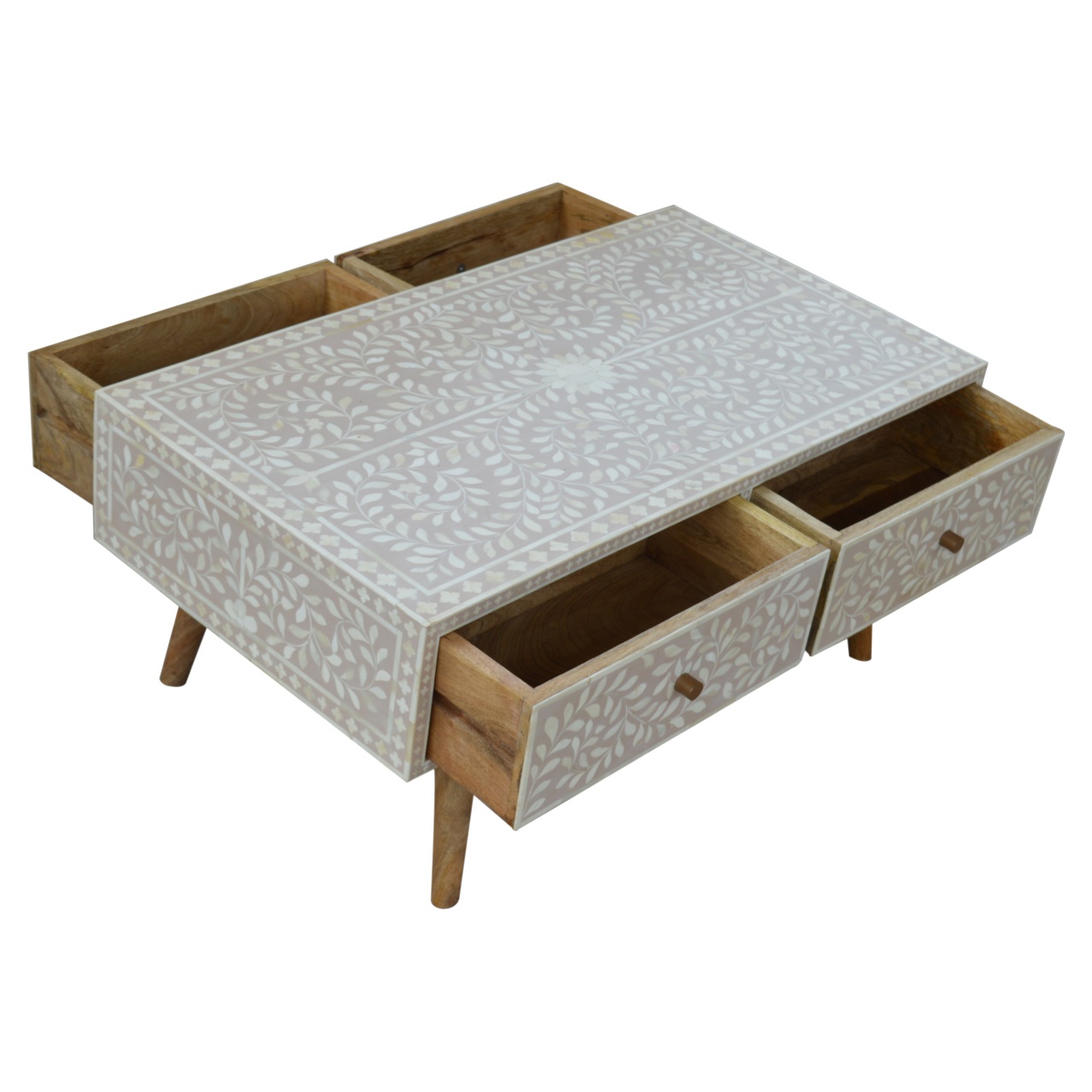 Artisan - Taupe Floral Bone Coffee Table