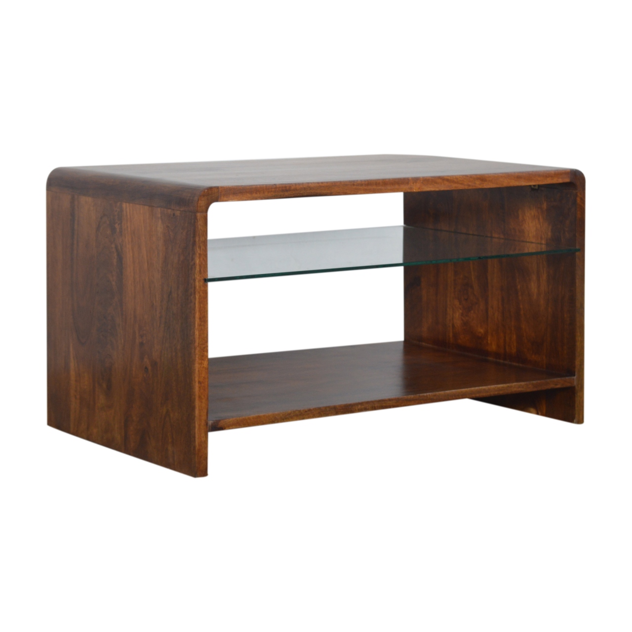 Artisan - Coffee Table with Glass Shelf in Chestnut