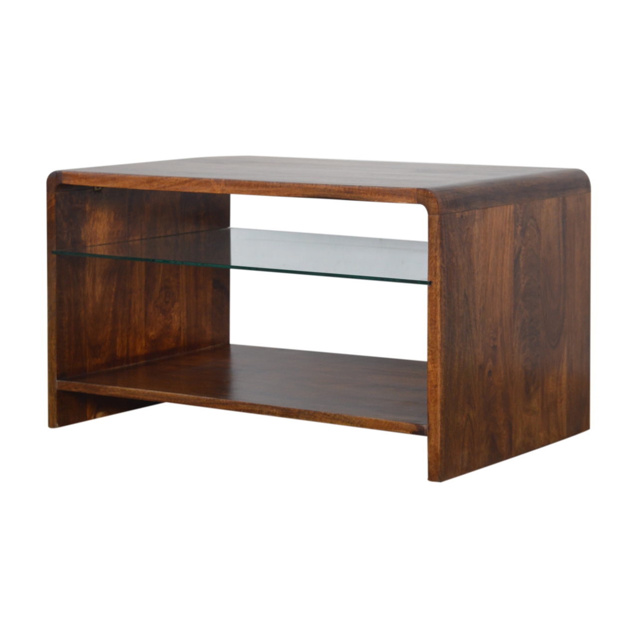 Artisan - Coffee Table with Glass Shelf in Chestnut