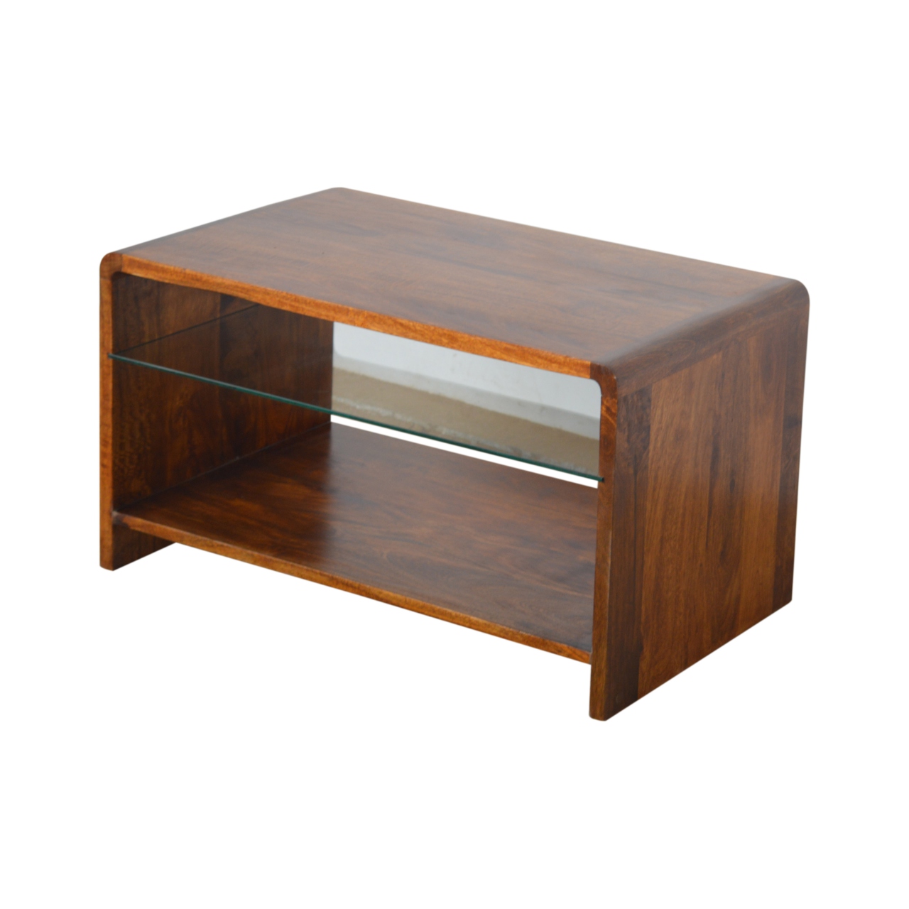 Artisan - Coffee Table with Glass Shelf in Chestnut