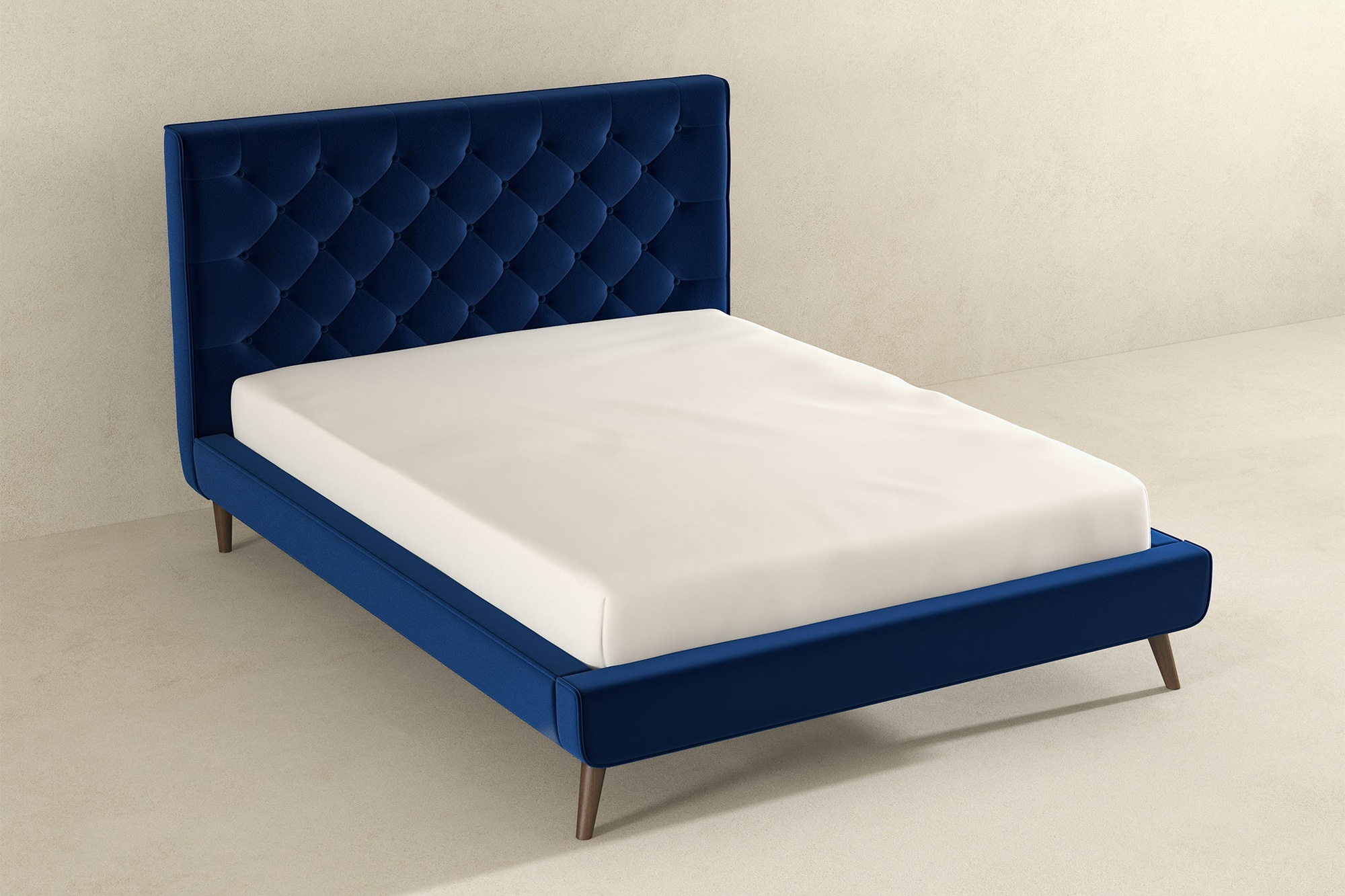 Ashcroft Dillon Velvet Platform Bed - Blue, Queen Size