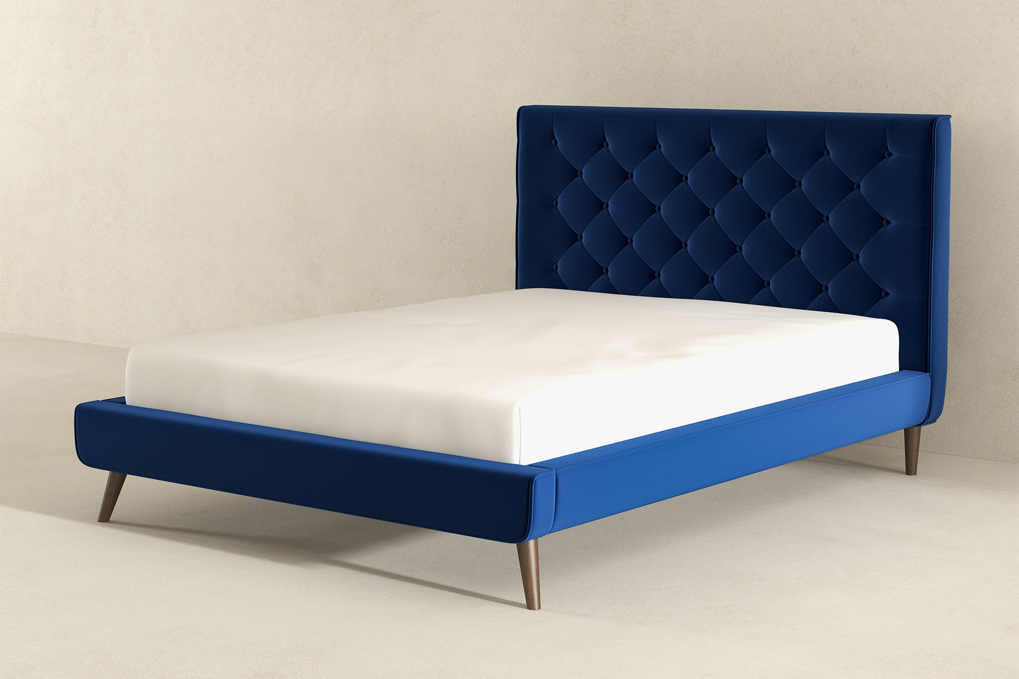 Ashcroft Dillon Velvet Platform Bed - Blue, Queen Size