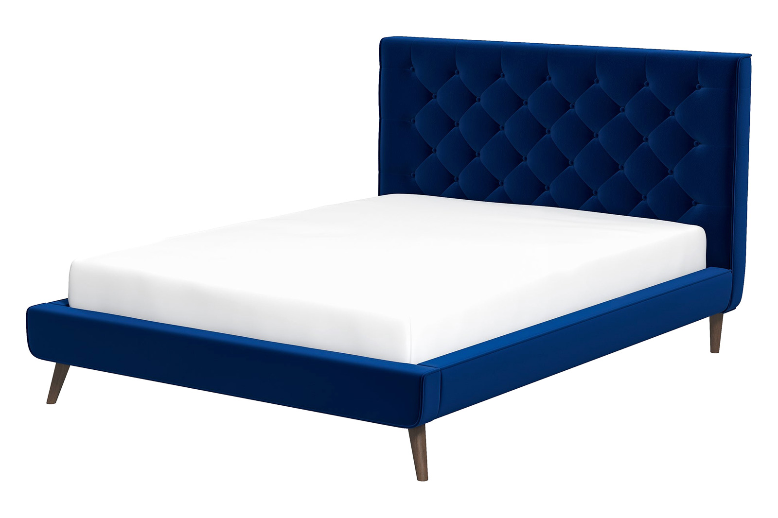 Ashcroft Dillon Velvet Platform Bed - Blue, Queen Size