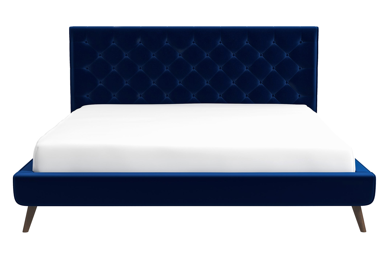 Ashcroft Dillon Velvet Platform Bed - Blue, King Size