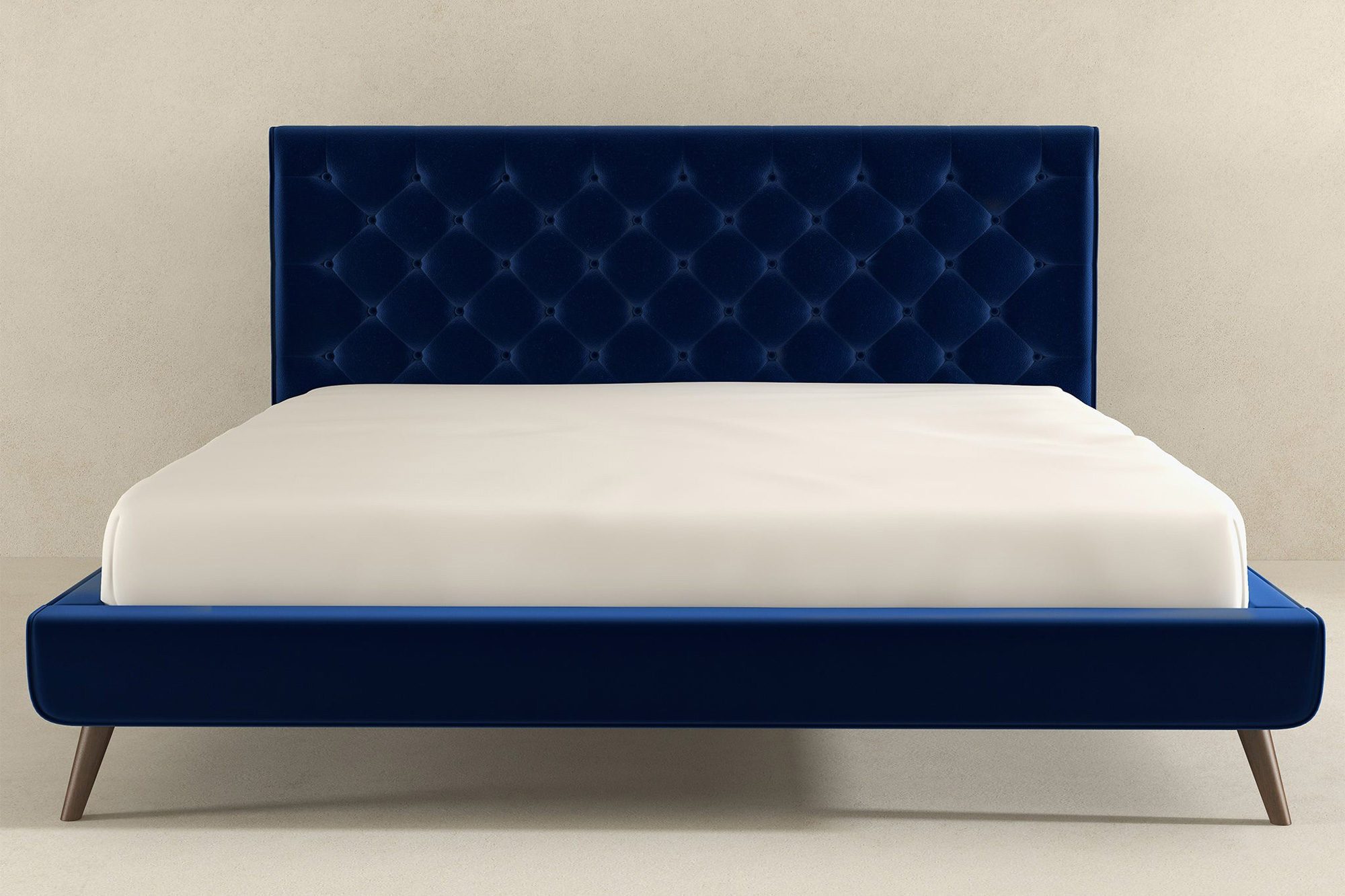 Ashcroft Dillon Velvet Platform Bed - Blue, King Size