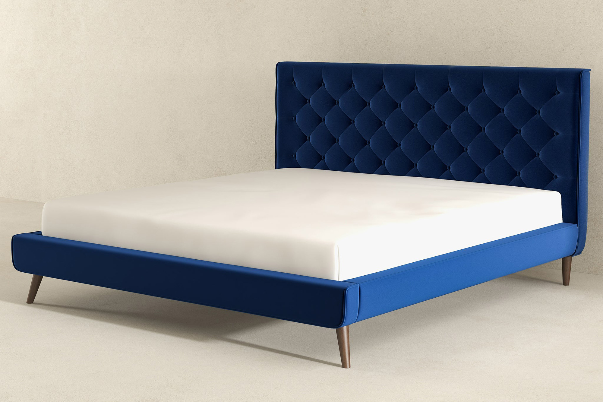 Ashcroft Dillon Velvet Platform Bed - Blue, King Size