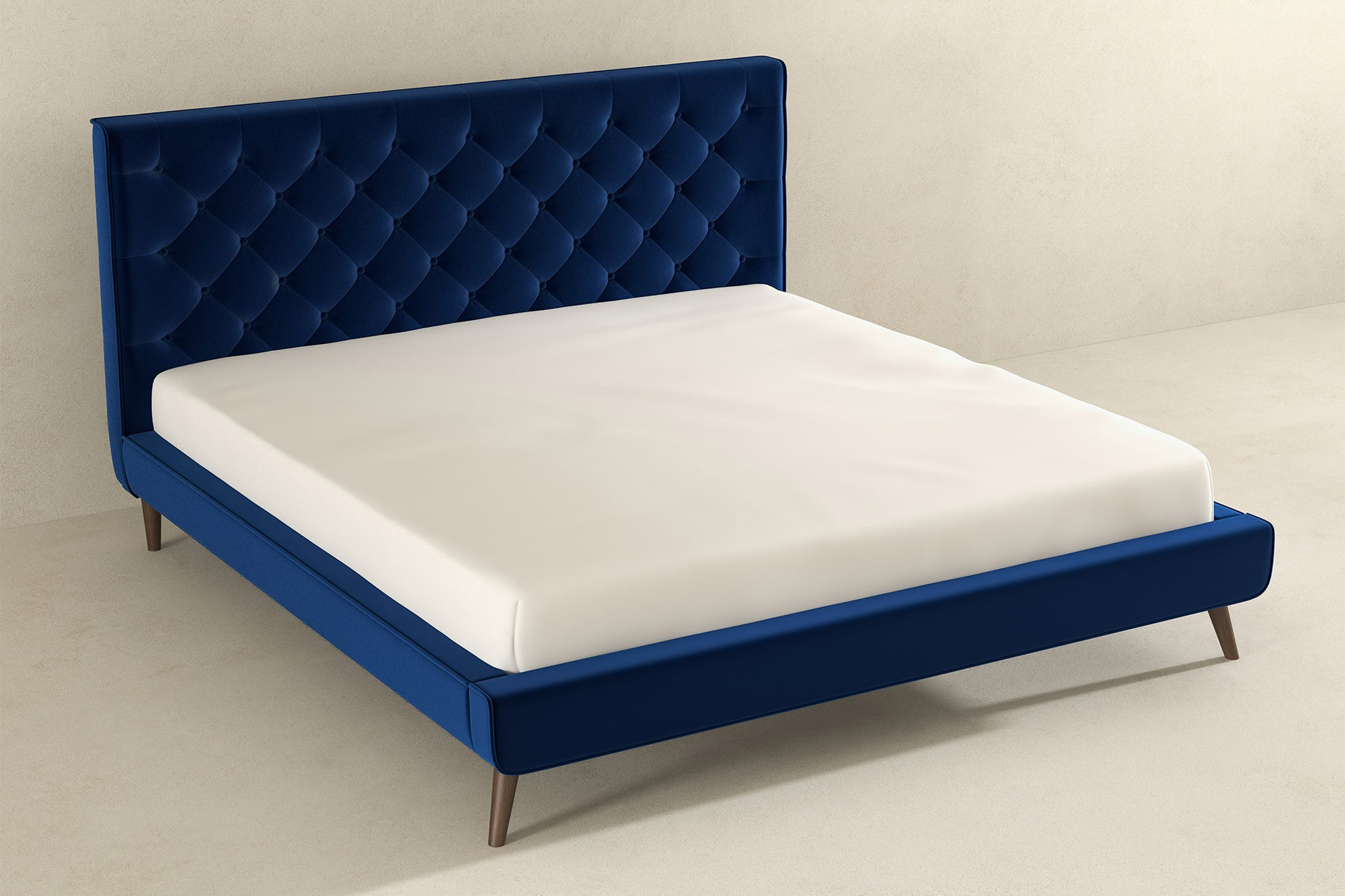 Ashcroft Dillon Velvet Platform Bed - Blue, King Size