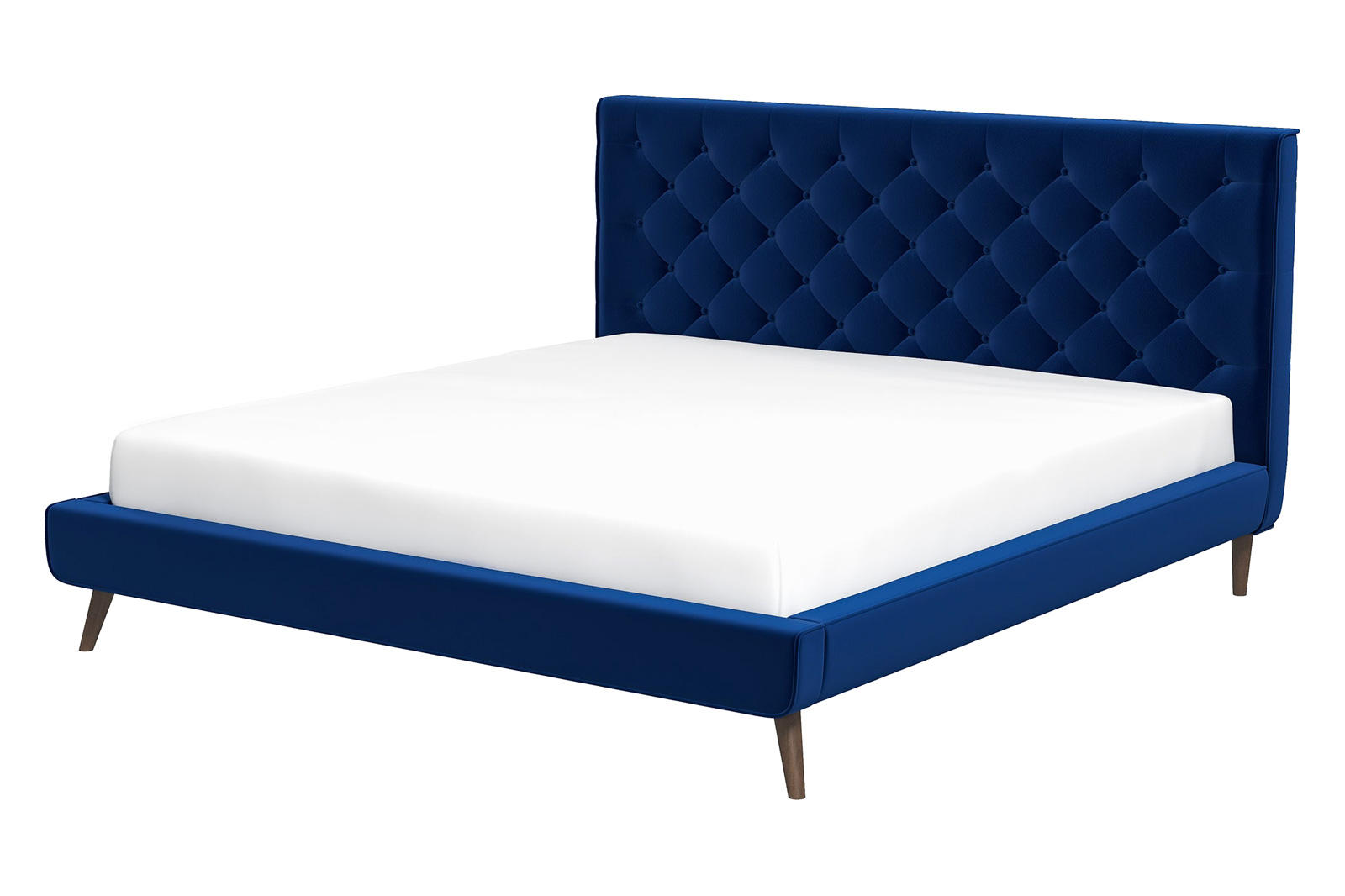 Ashcroft Dillon Velvet Platform Bed - Blue, King Size