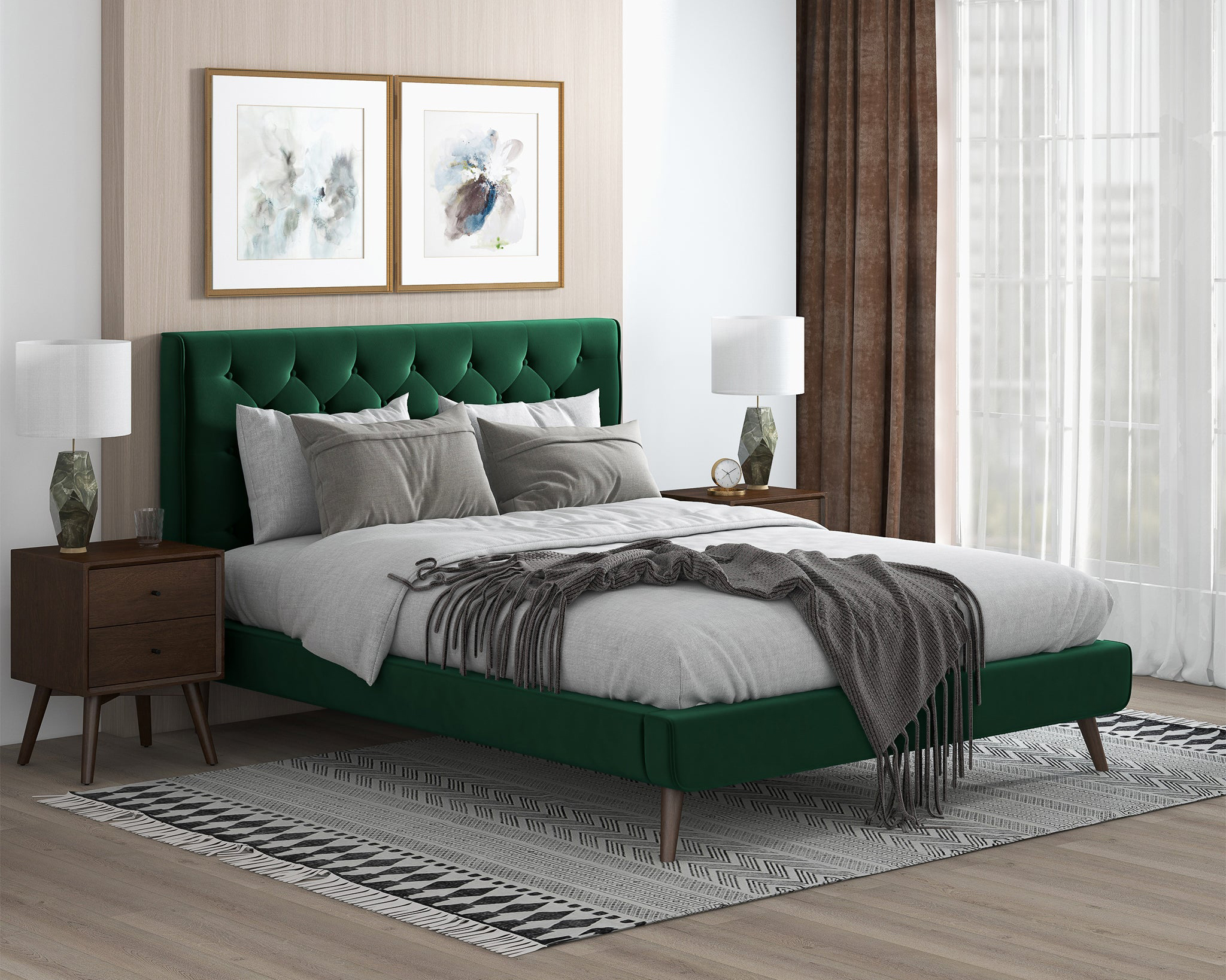 Ashcroft - Dillon Velvet Platform Bed