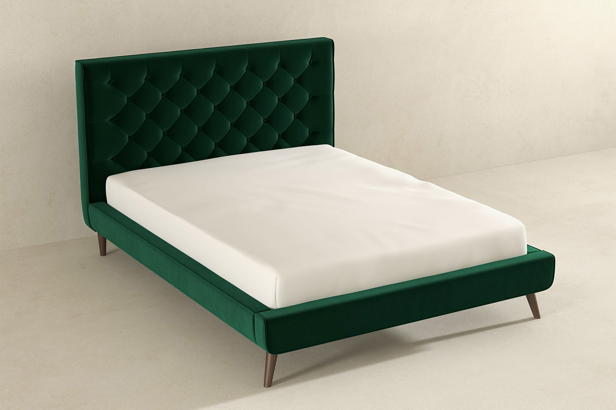 Ashcroft Dillon Velvet Platform Bed - Green, Queen Size