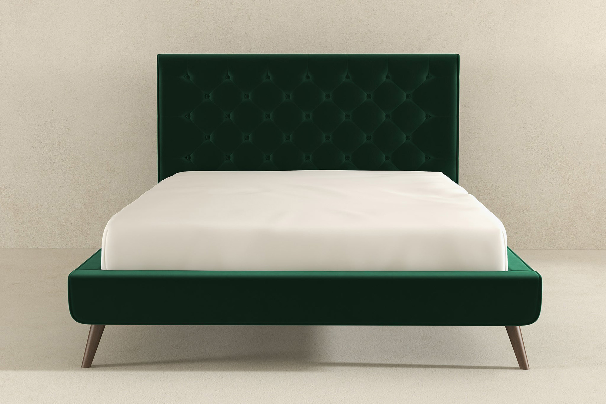 Ashcroft Dillon Velvet Platform Bed - Green, Queen Size