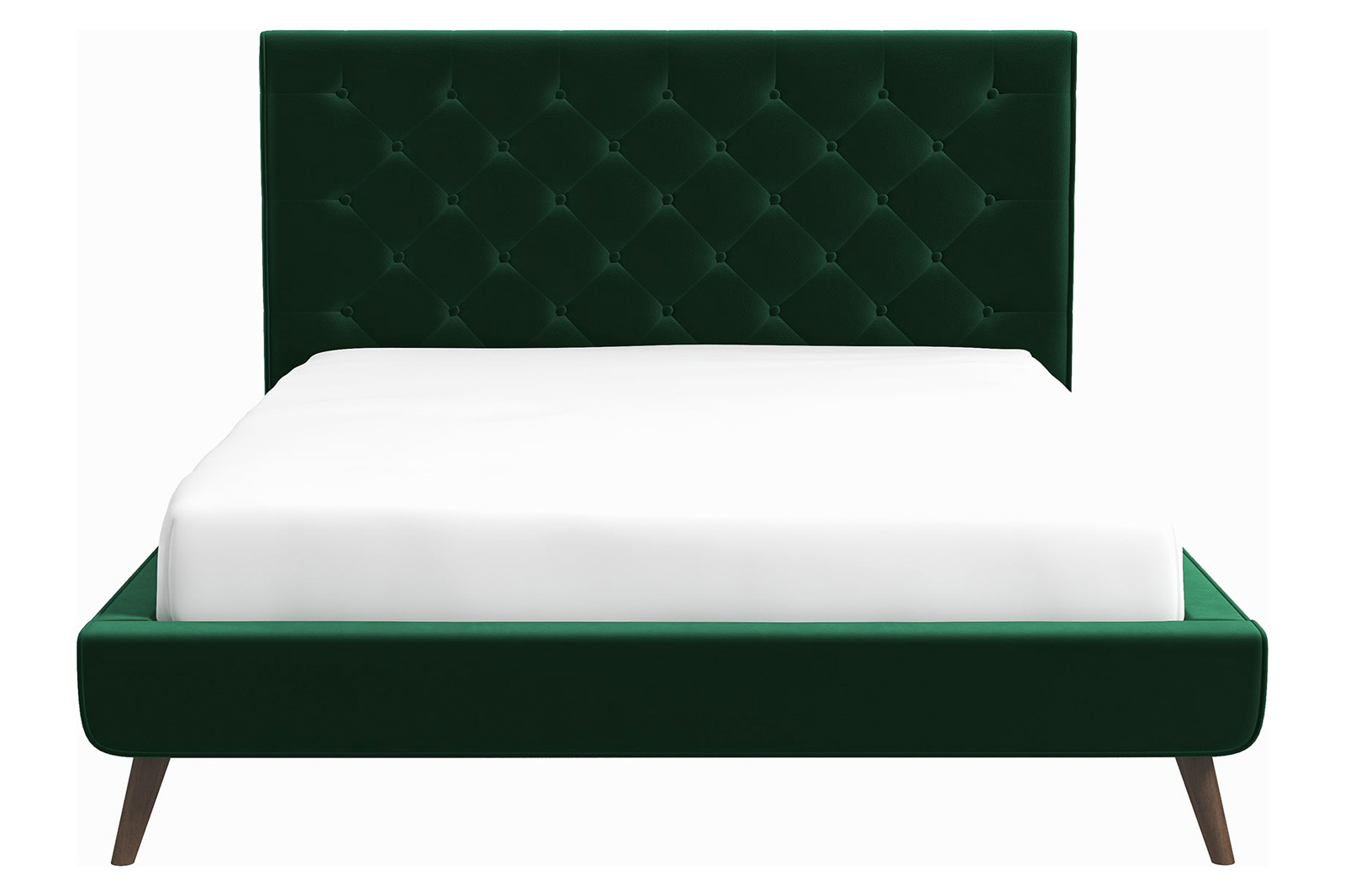 Ashcroft Dillon Velvet Platform Bed - Green, Queen Size