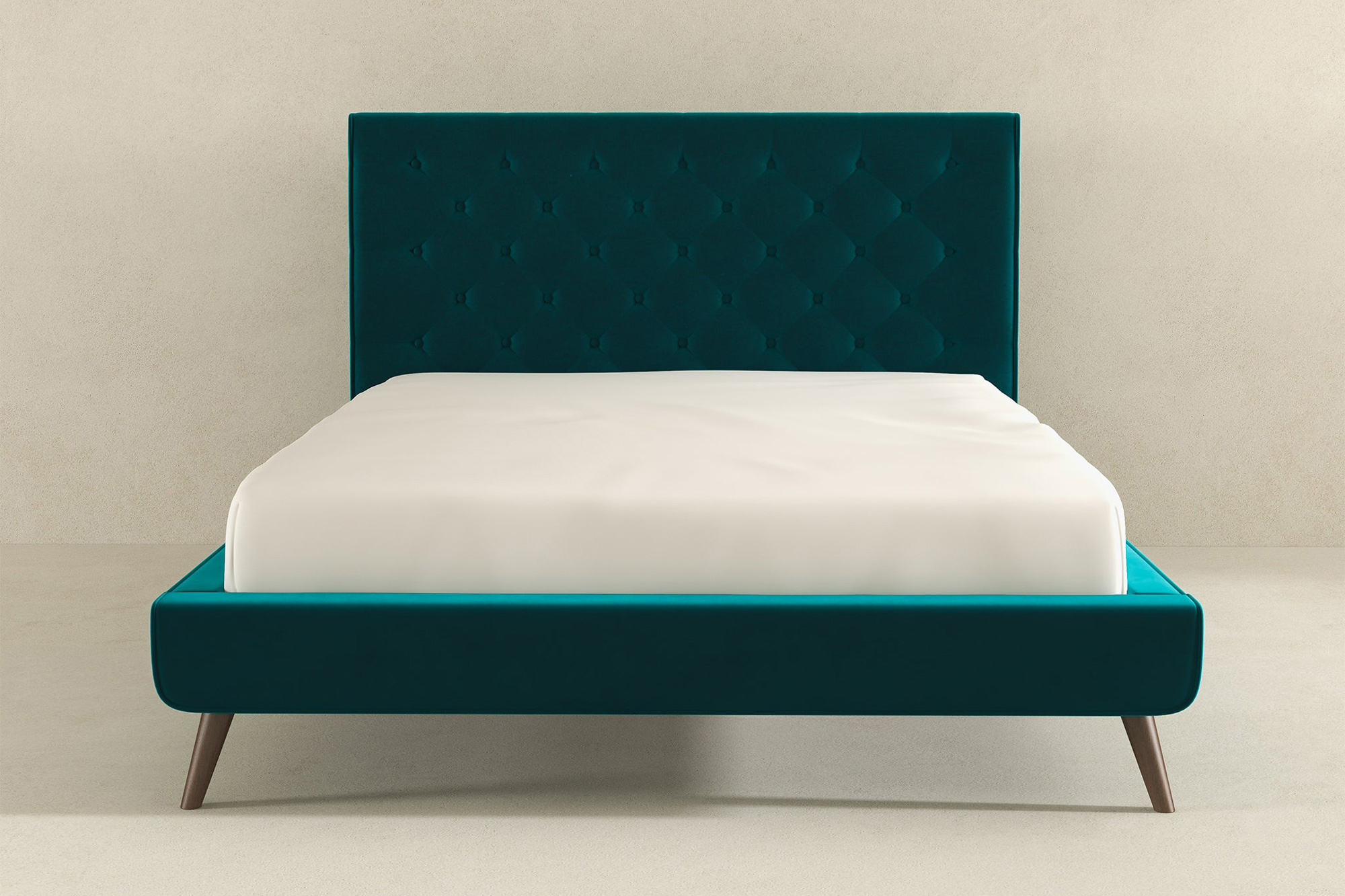 Ashcroft Dillon Velvet Platform Bed - Teal, Queen Size