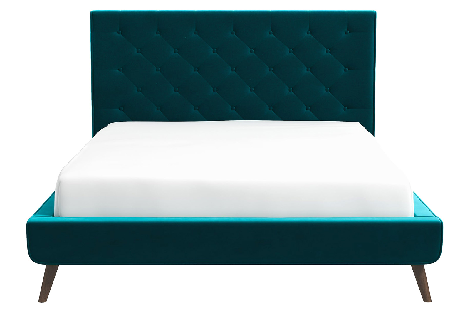 Ashcroft Dillon Velvet Platform Bed - Teal, Queen Size