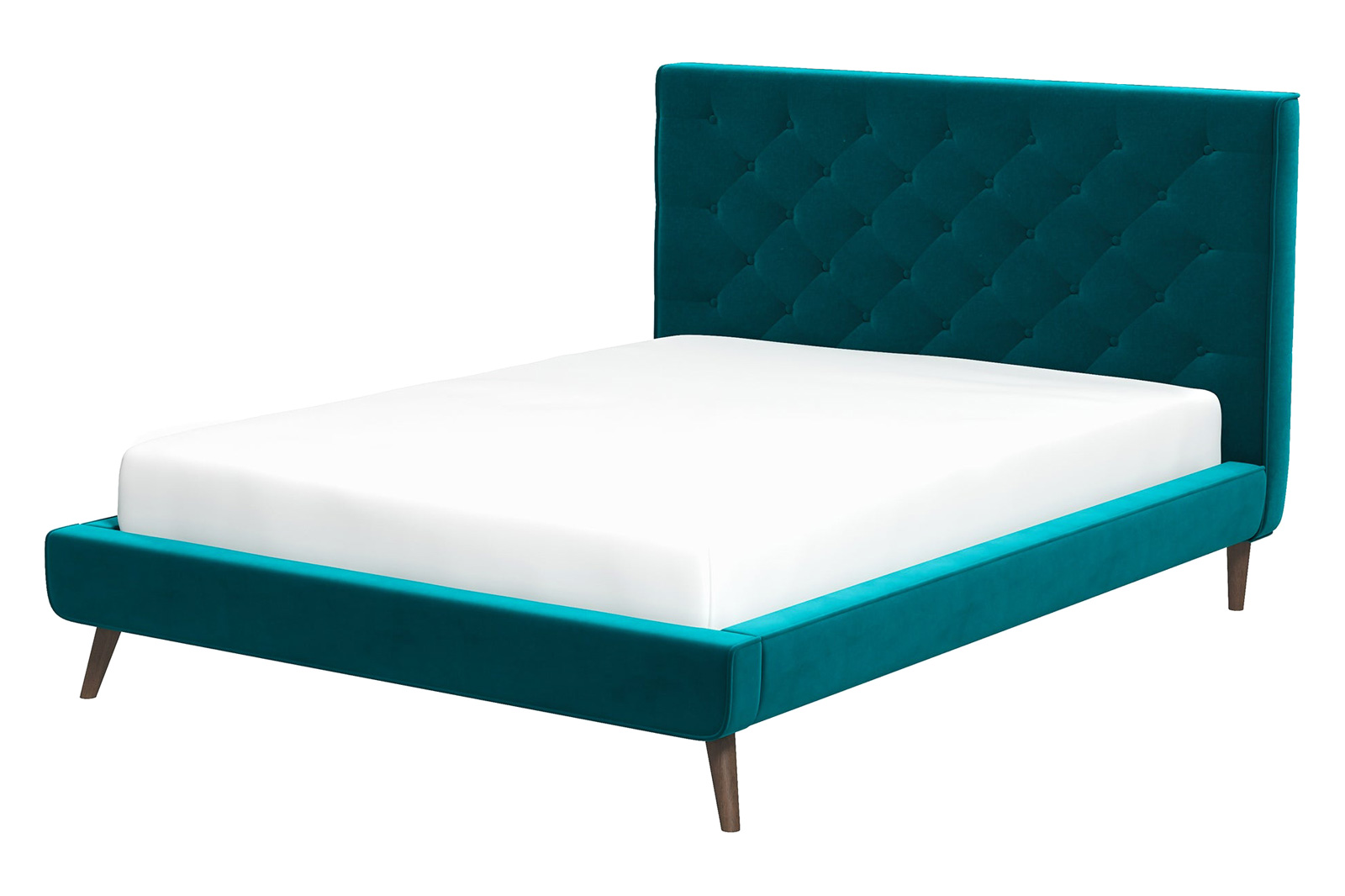 Ashcroft Dillon Velvet Platform Bed - Teal, Queen Size