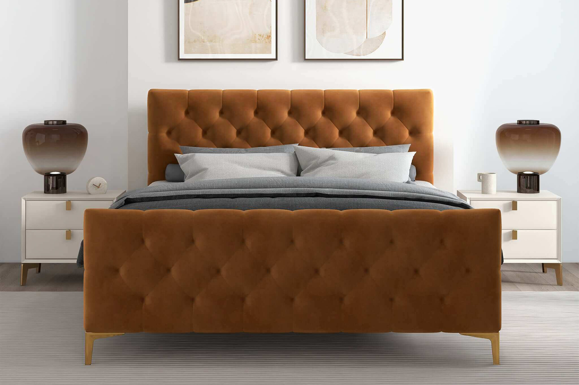 Ashcroft™ Bailey Mid-Century Modern King Platform Bed - Cognac