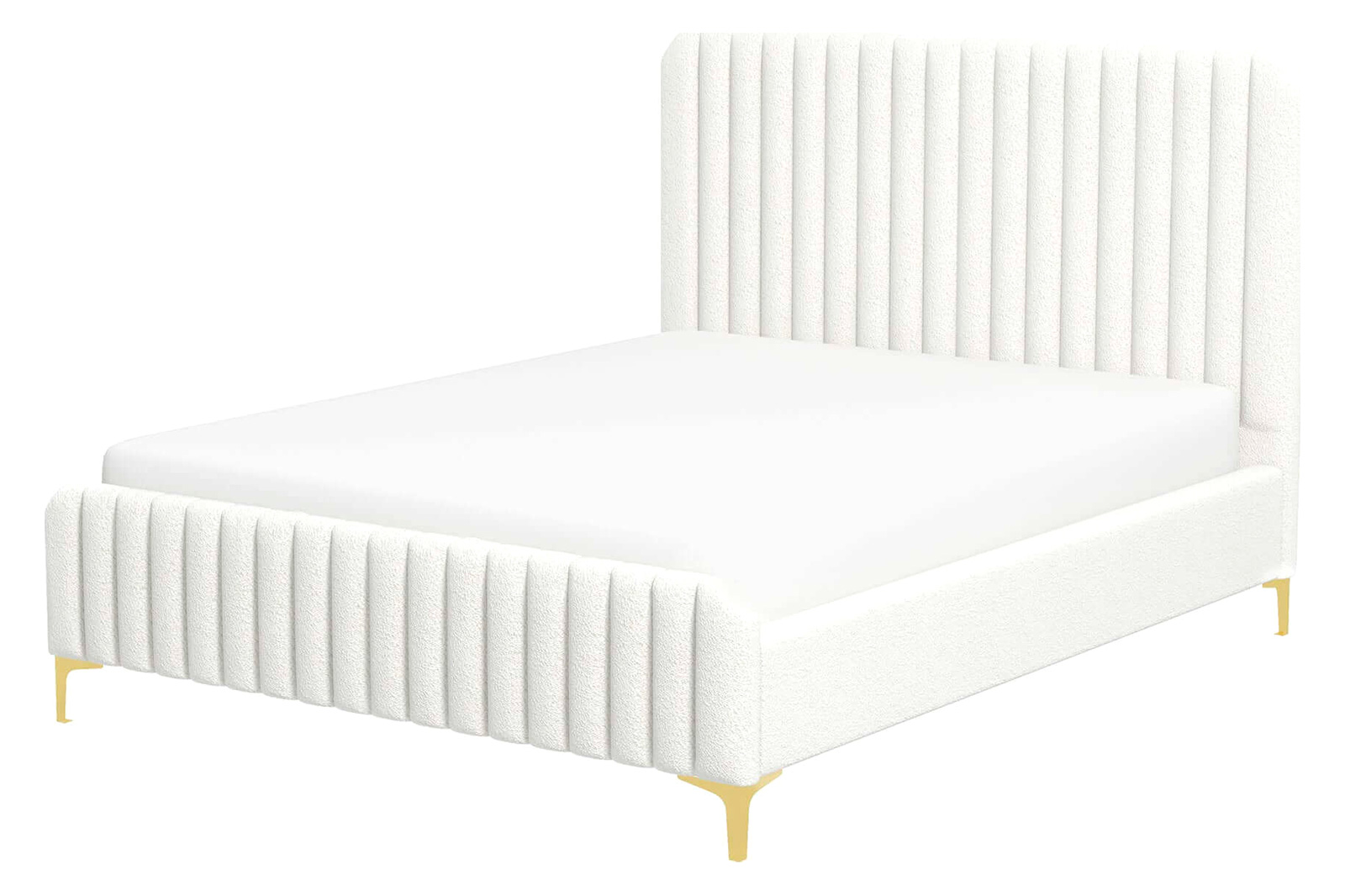 Ashcroft Valery Boucle Platform Bed - Cream, King Size