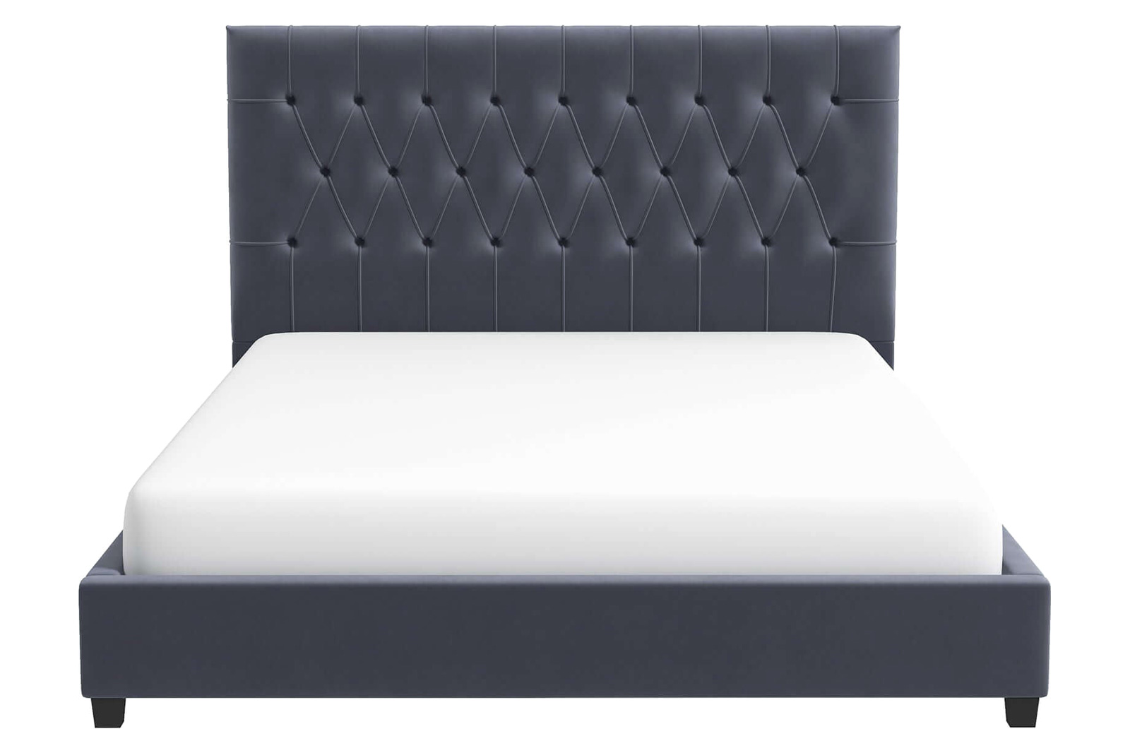 Ashcroft Donald Mid-Century Modern Velvet Platform Bed - Gray, Queen Size