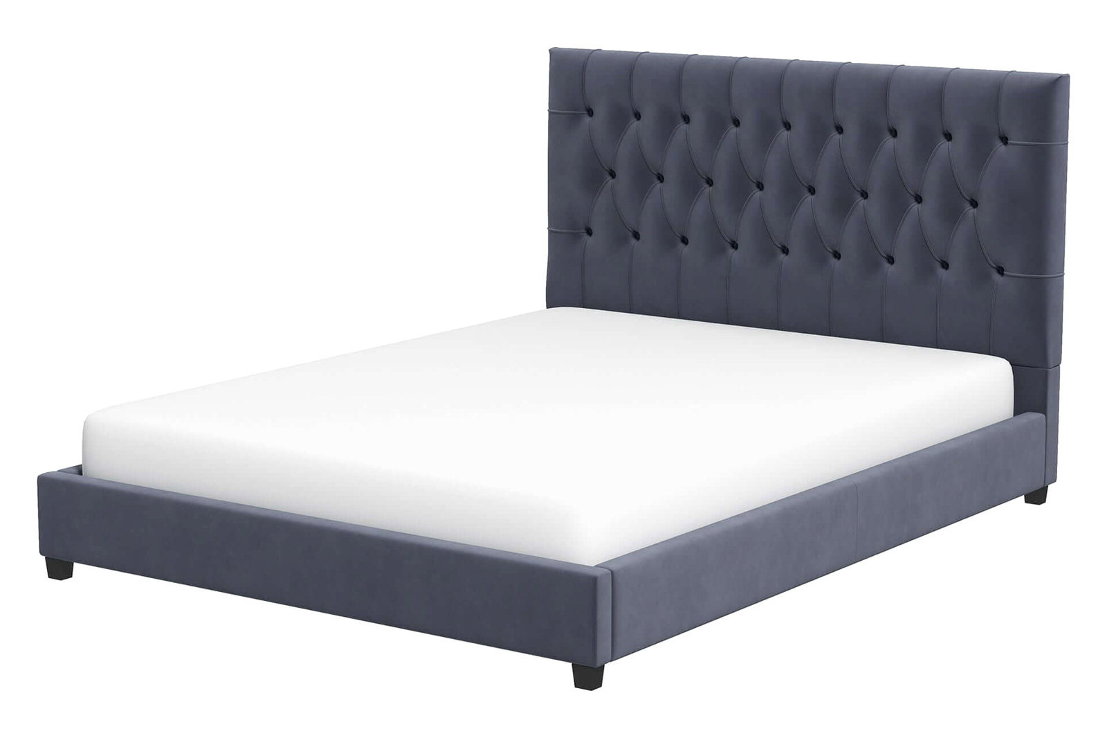 Ashcroft Donald Mid-Century Modern Velvet Platform Bed - Gray, Queen Size