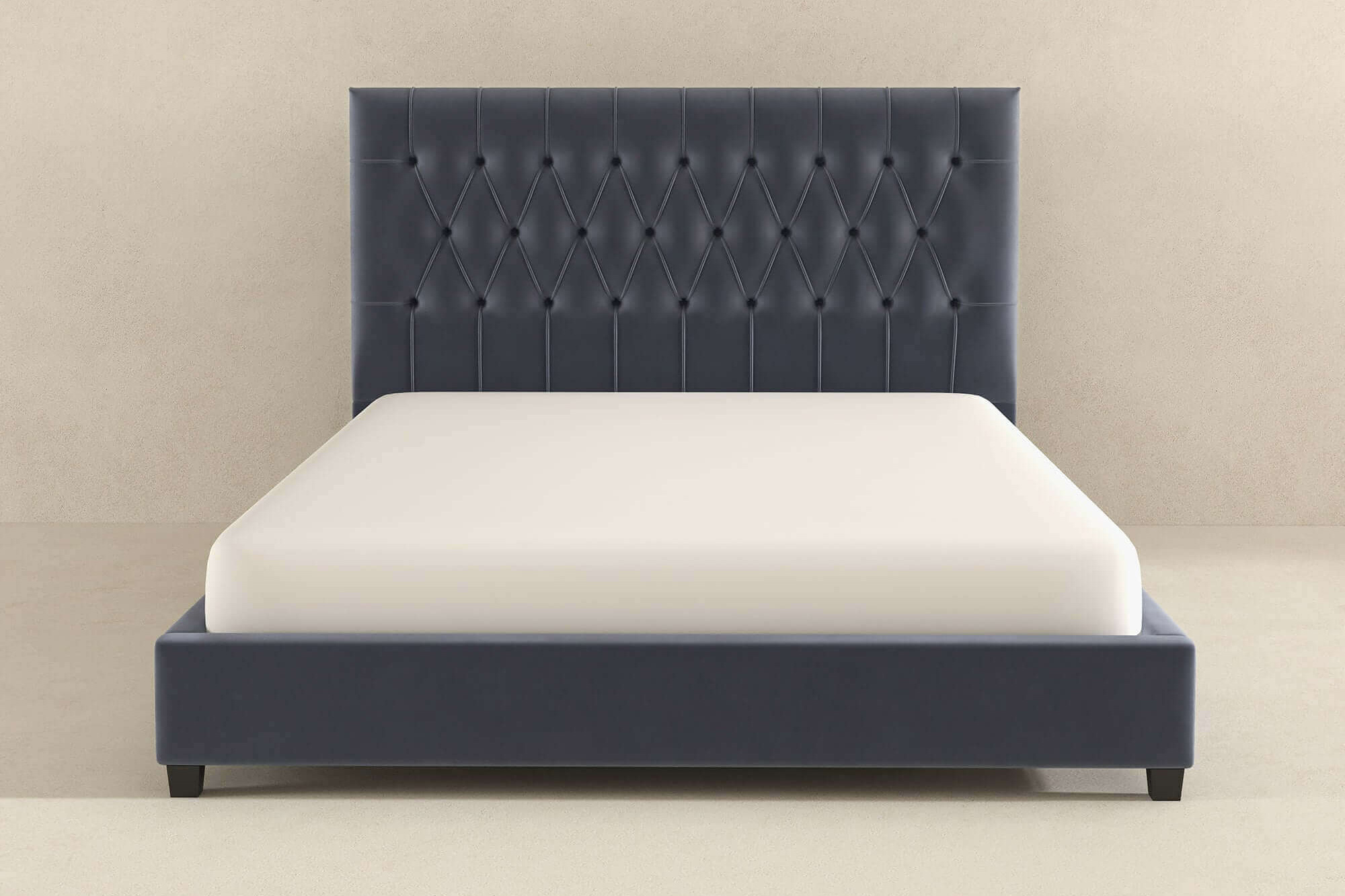 Ashcroft Donald Mid-Century Modern Velvet Platform Bed - Gray, Queen Size