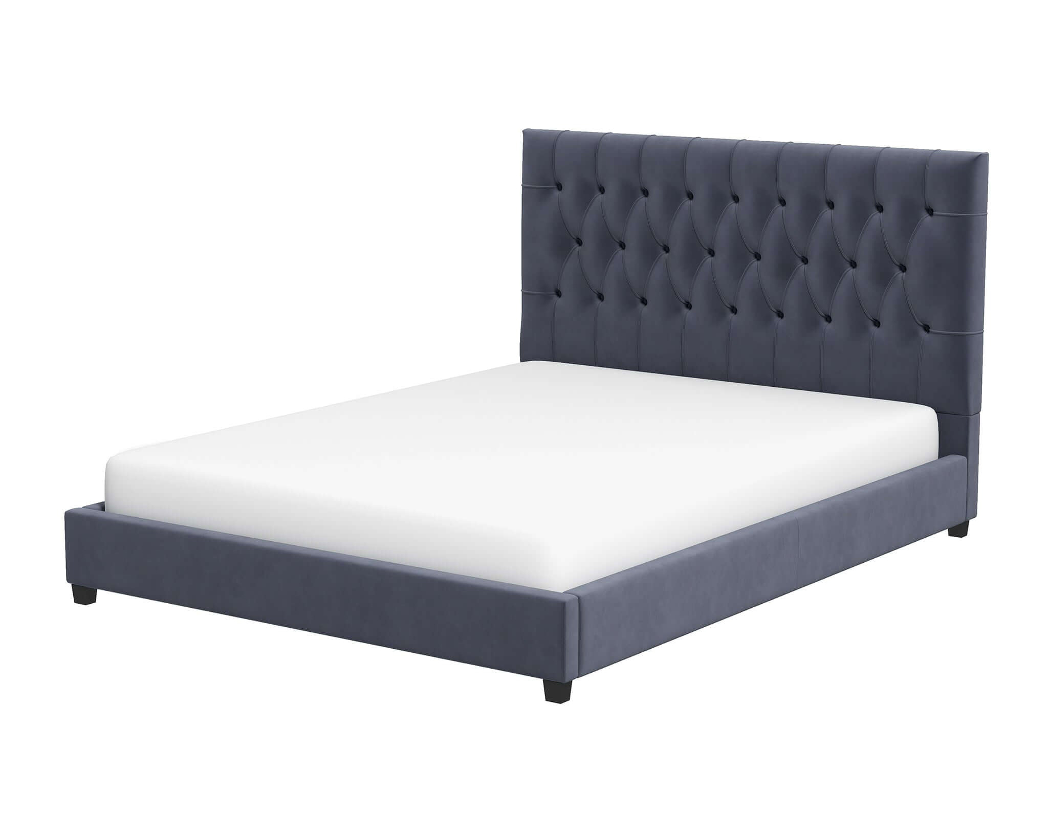 Ashcroft Donald Mid-Century Modern Velvet Platform Bed - Gray, King Size