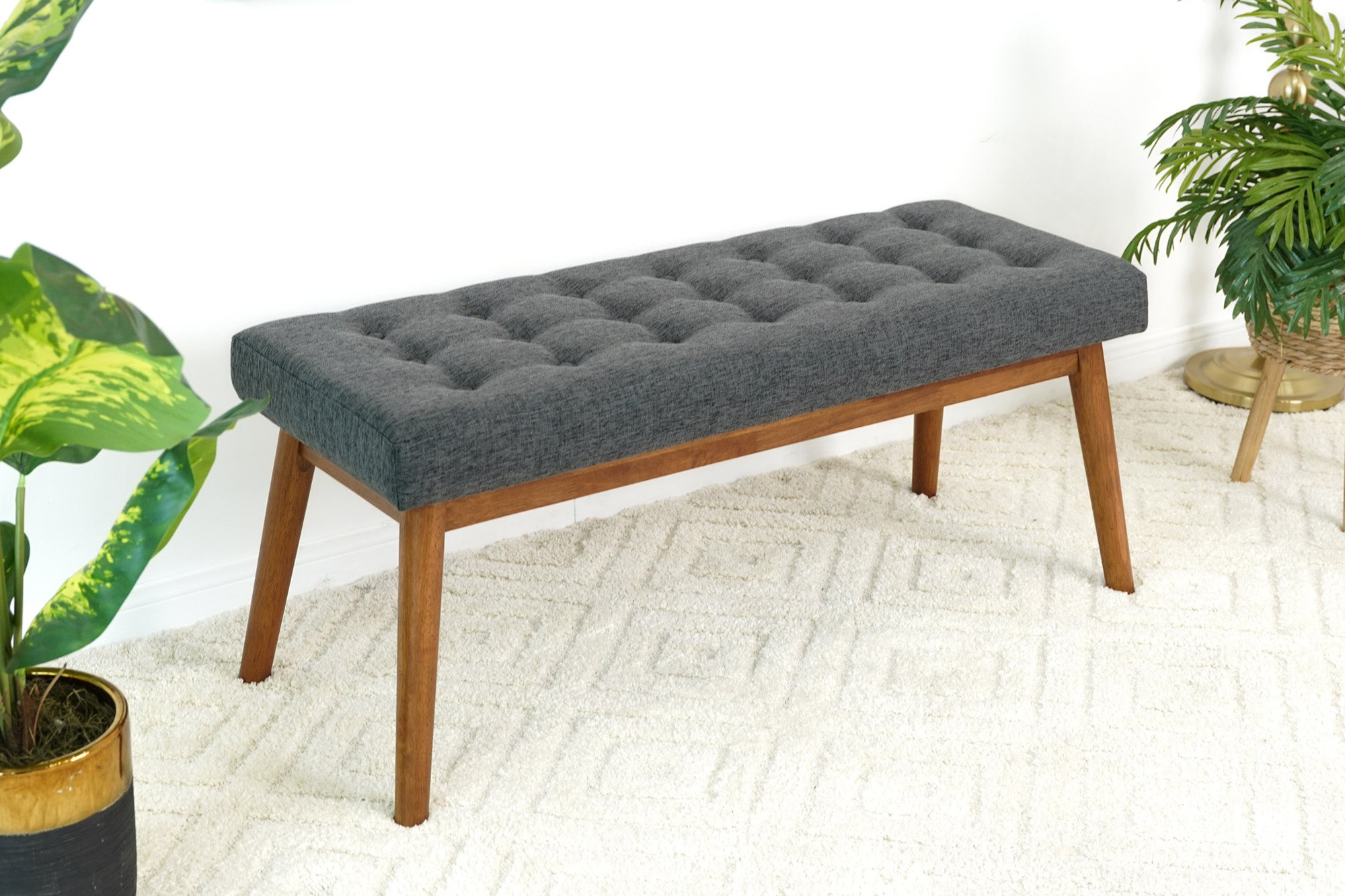 Ashcroft Delilah Modern Fabric Bench - Gray