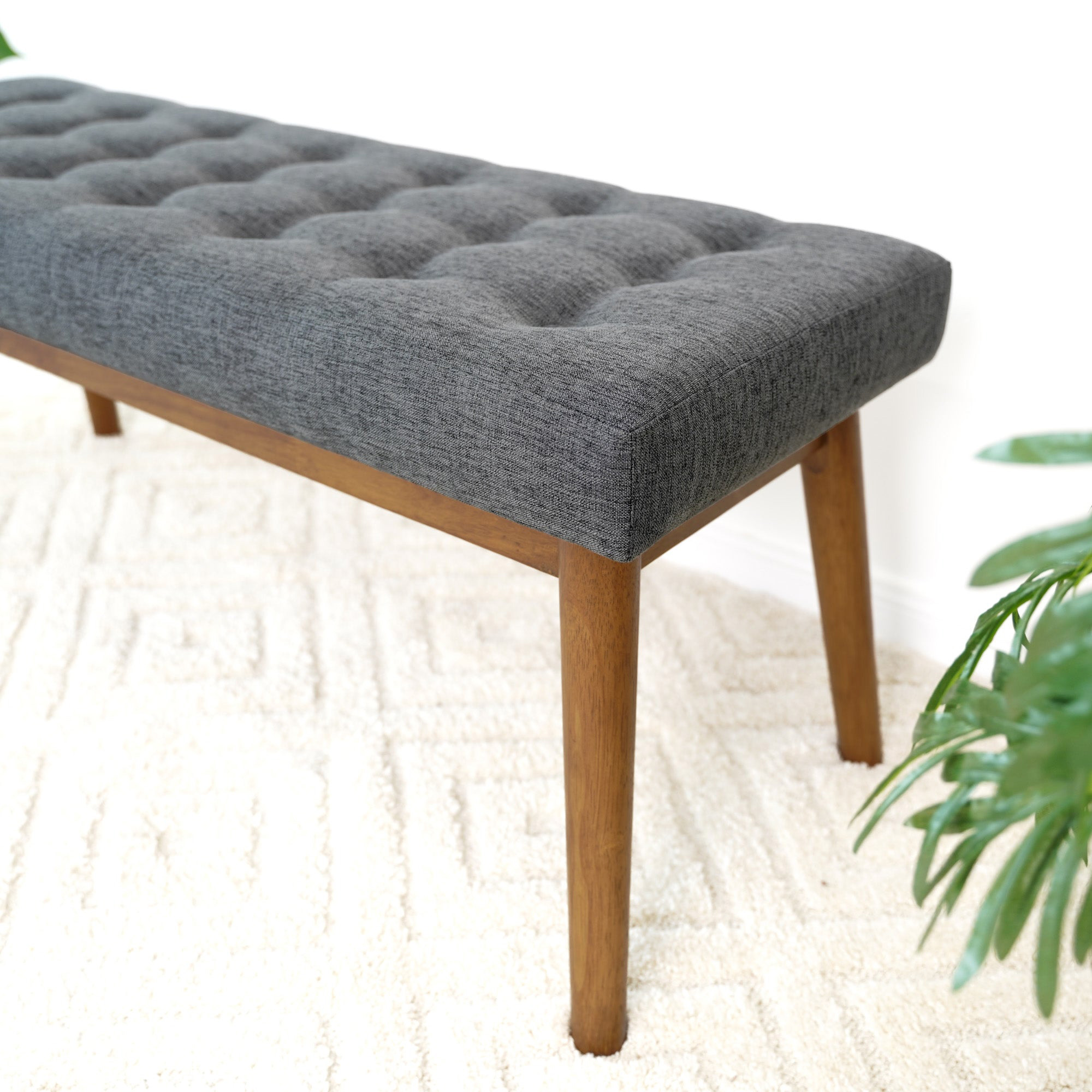 Ashcroft Delilah Modern Fabric Bench - Gray