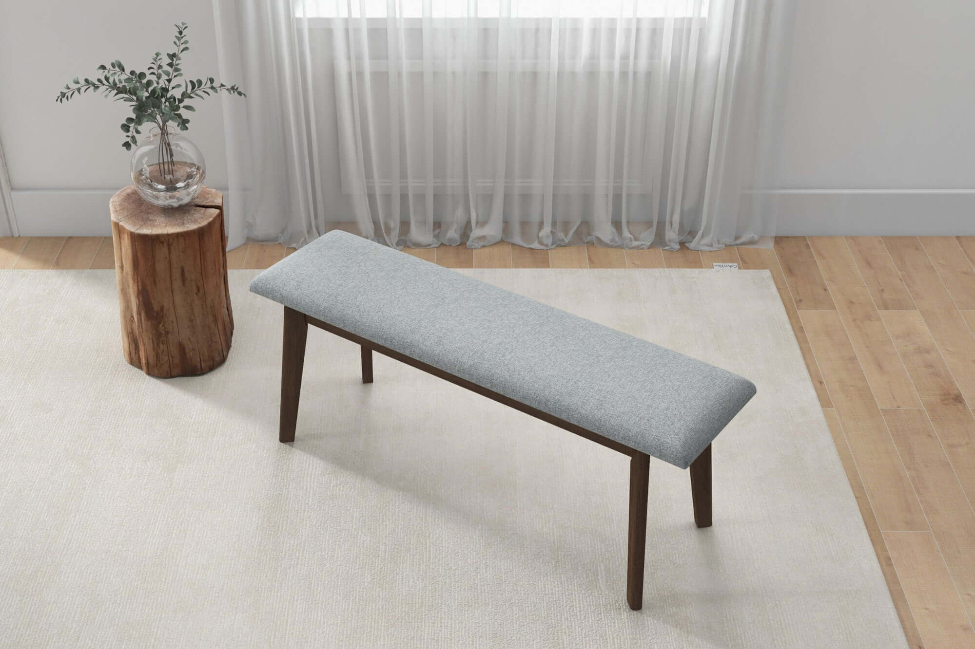 Ashcroft Carlos Fabric Upholstered Solid Wood Bench - Gray, 36"