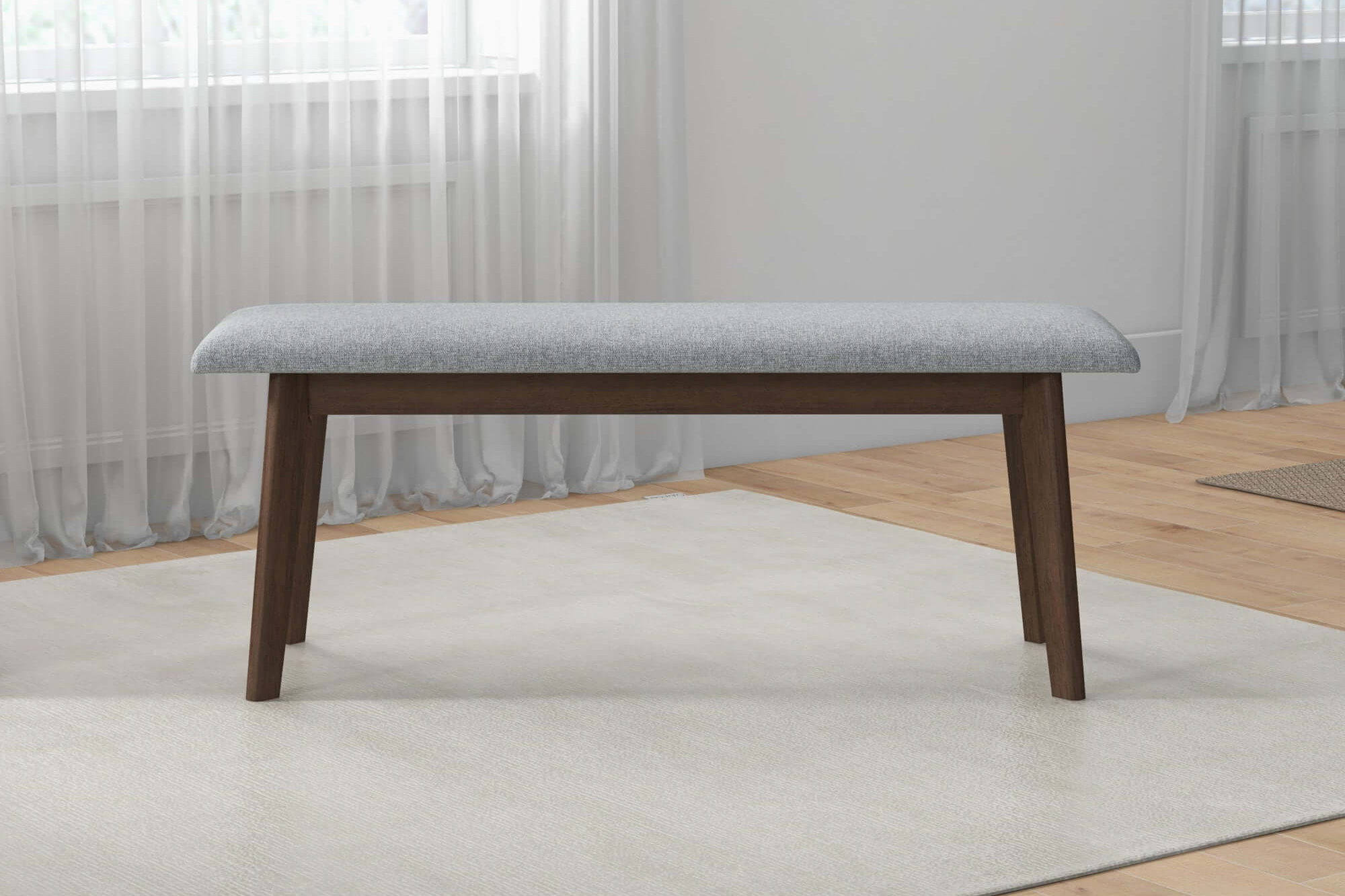 Ashcroft Carlos Fabric Upholstered Solid Wood Bench - Gray, 36"