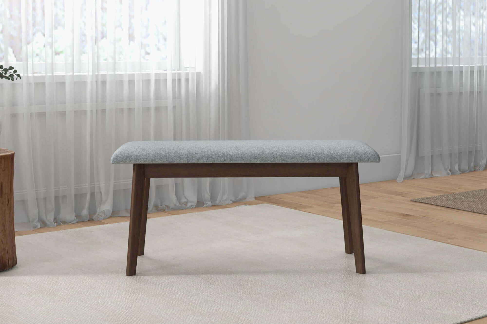 Ashcroft Carlos Fabric Upholstered Solid Wood Bench - Gray, 36"