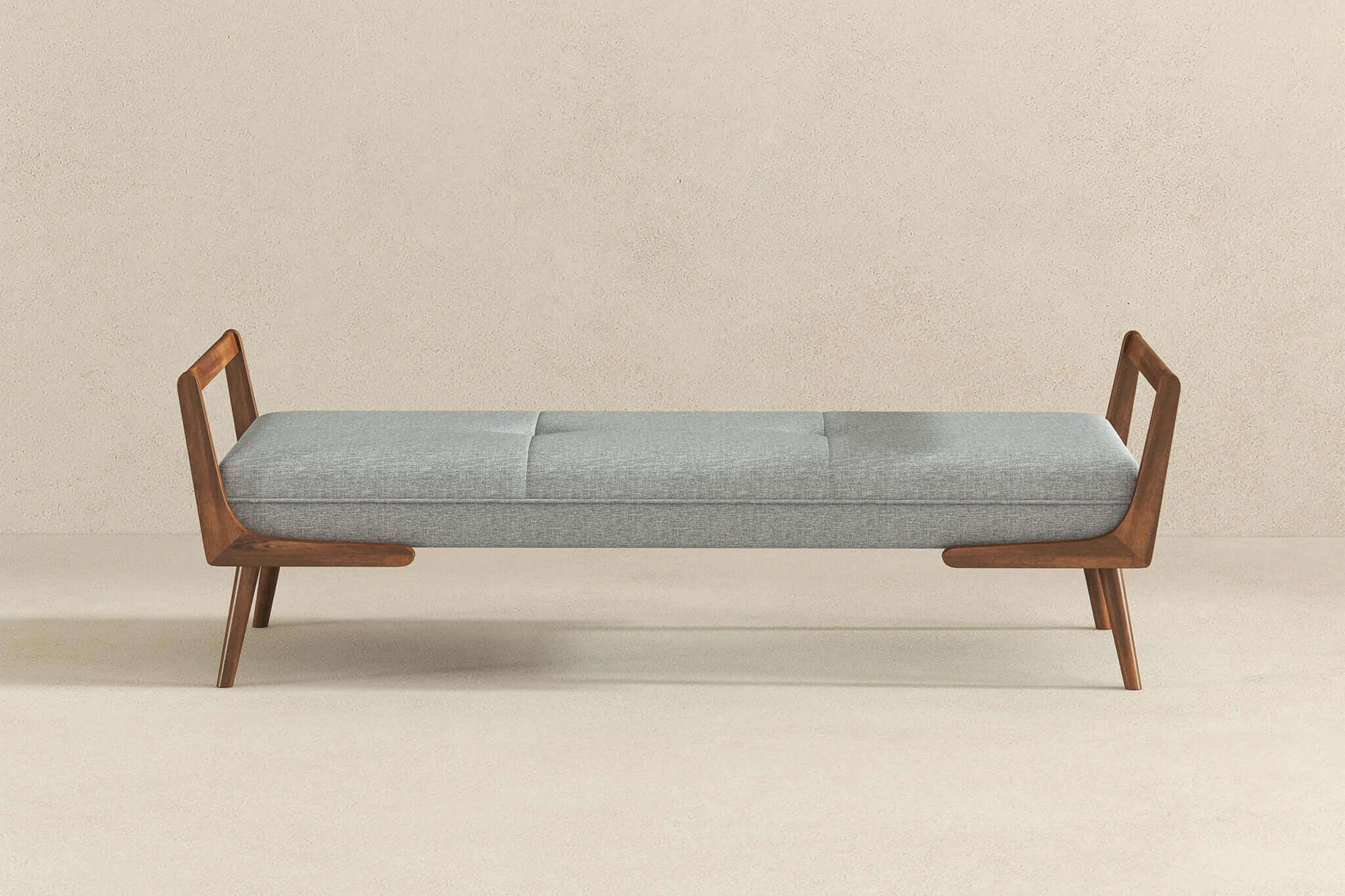 Ashcroft Cora Mid-Century Modern Fabric Bench - Gray