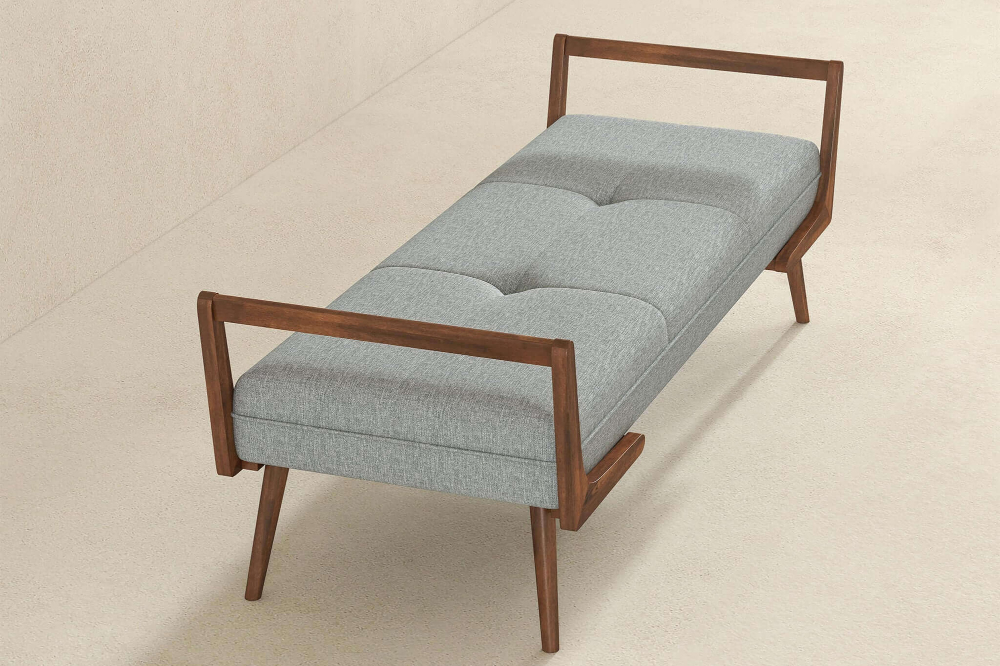 Ashcroft Cora Mid-Century Modern Fabric Bench - Gray