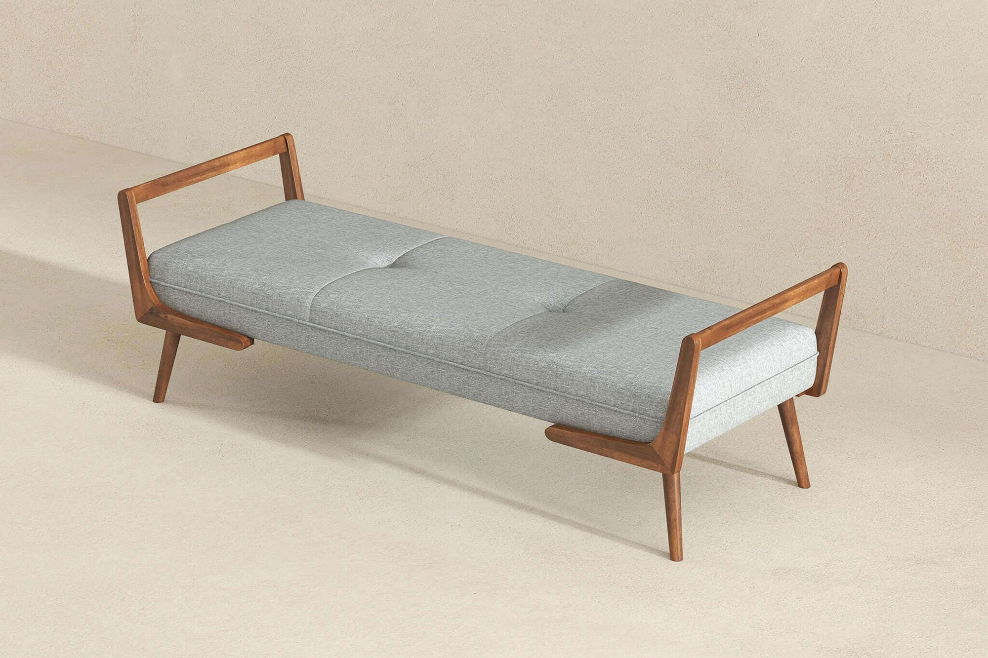 Ashcroft Cora Mid-Century Modern Fabric Bench - Gray