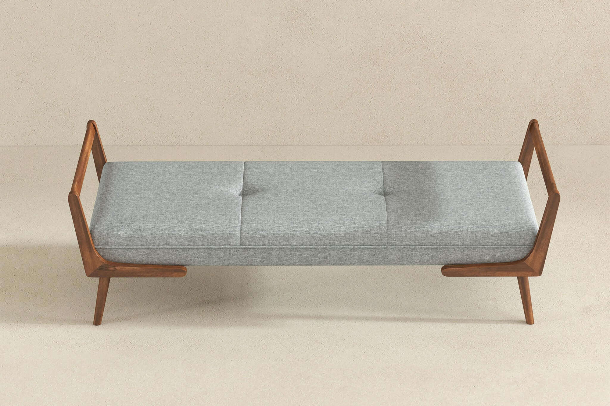 Ashcroft Cora Mid-Century Modern Fabric Bench - Gray