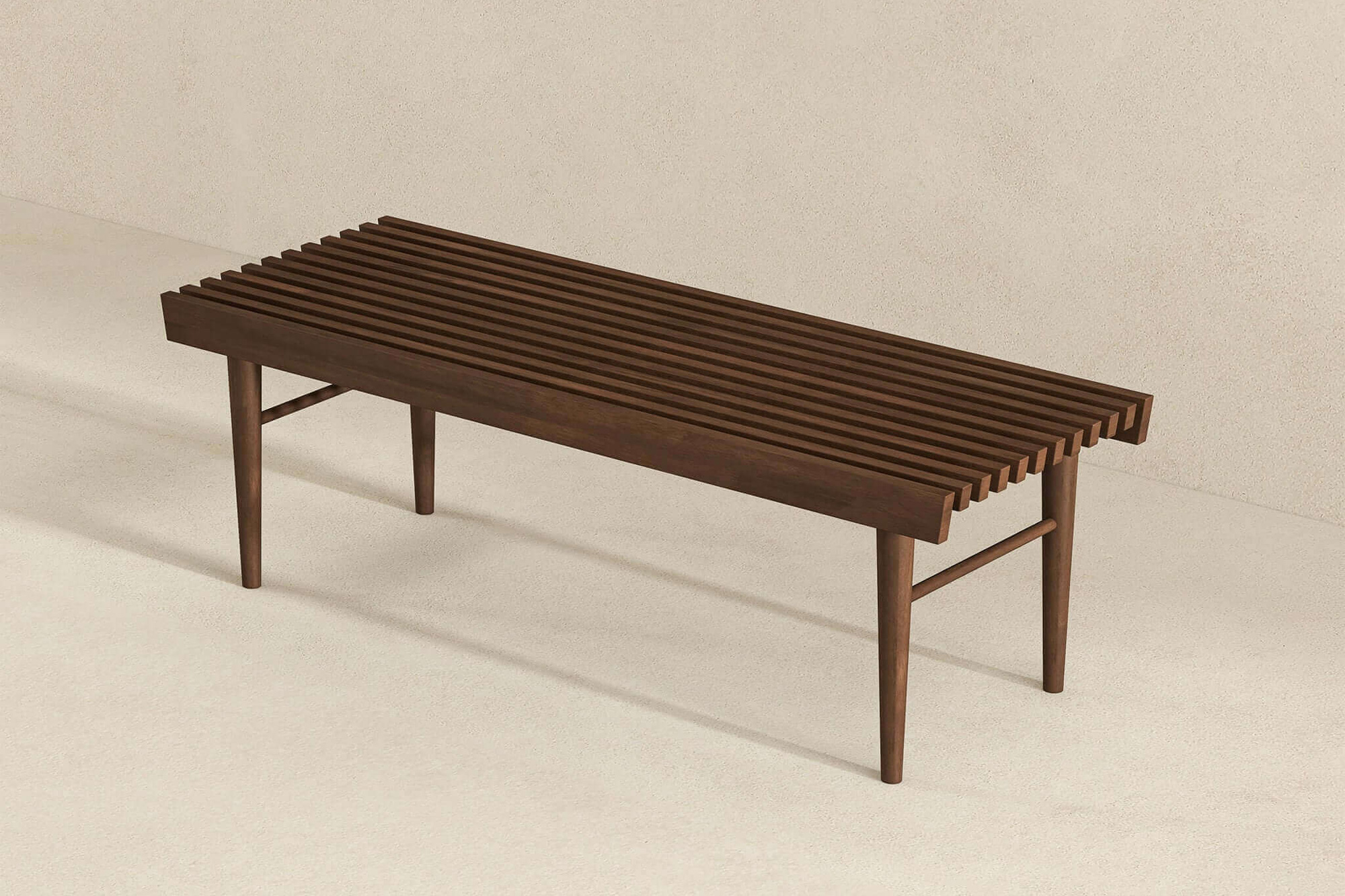 Ashcroft Mia Mid-Century Modern Solid Wood Bench - Brown