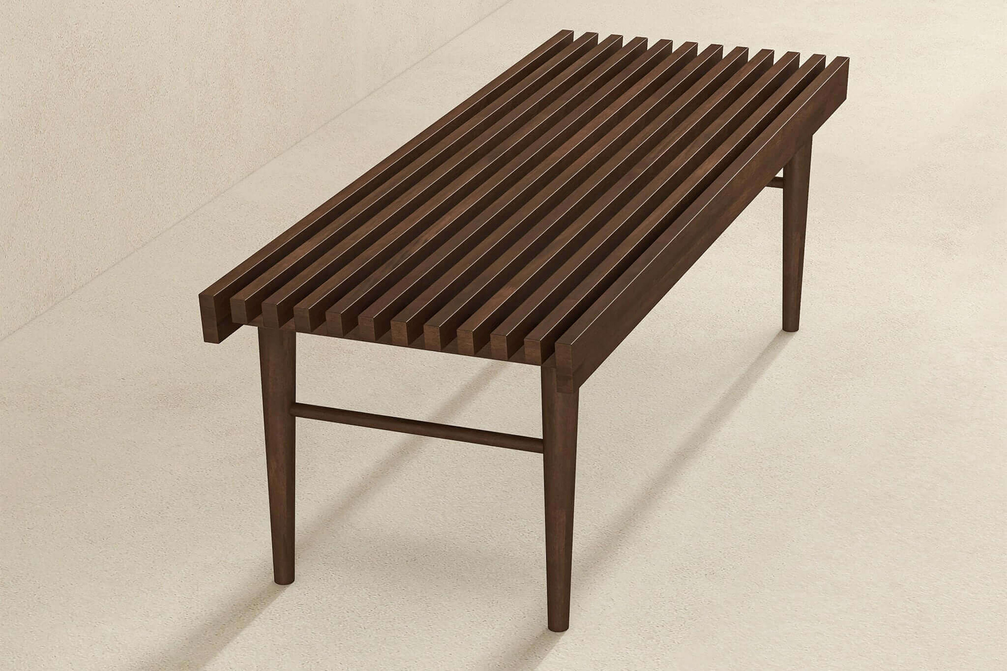 Ashcroft Mia Mid-Century Modern Solid Wood Bench - Brown