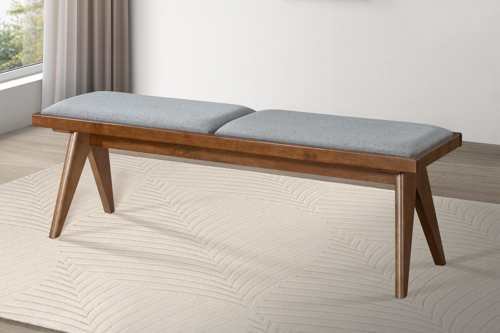 Ashcroft Keira Fabric Bench - Gray