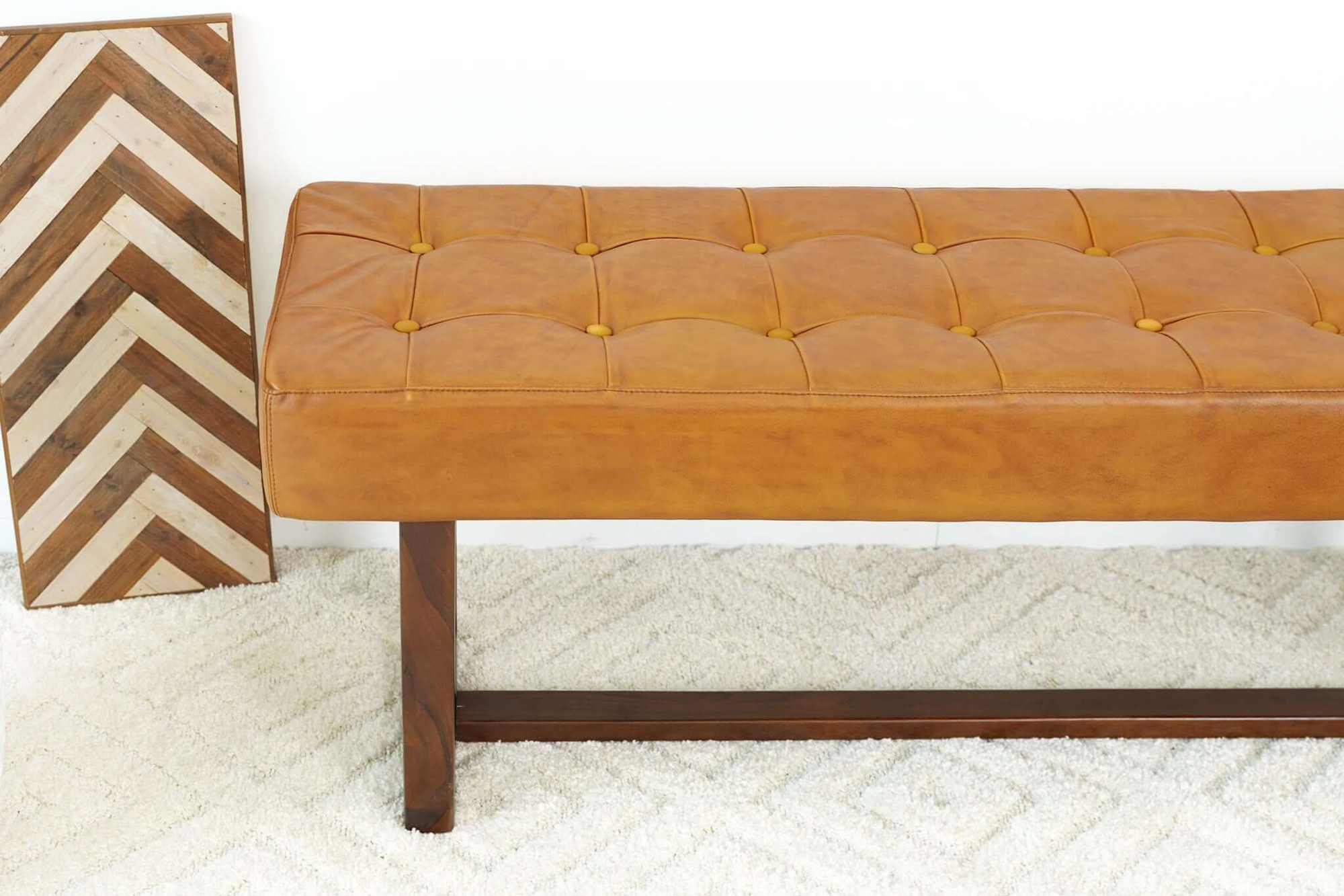 Ashcroft Cameron Leather Bench - Tan