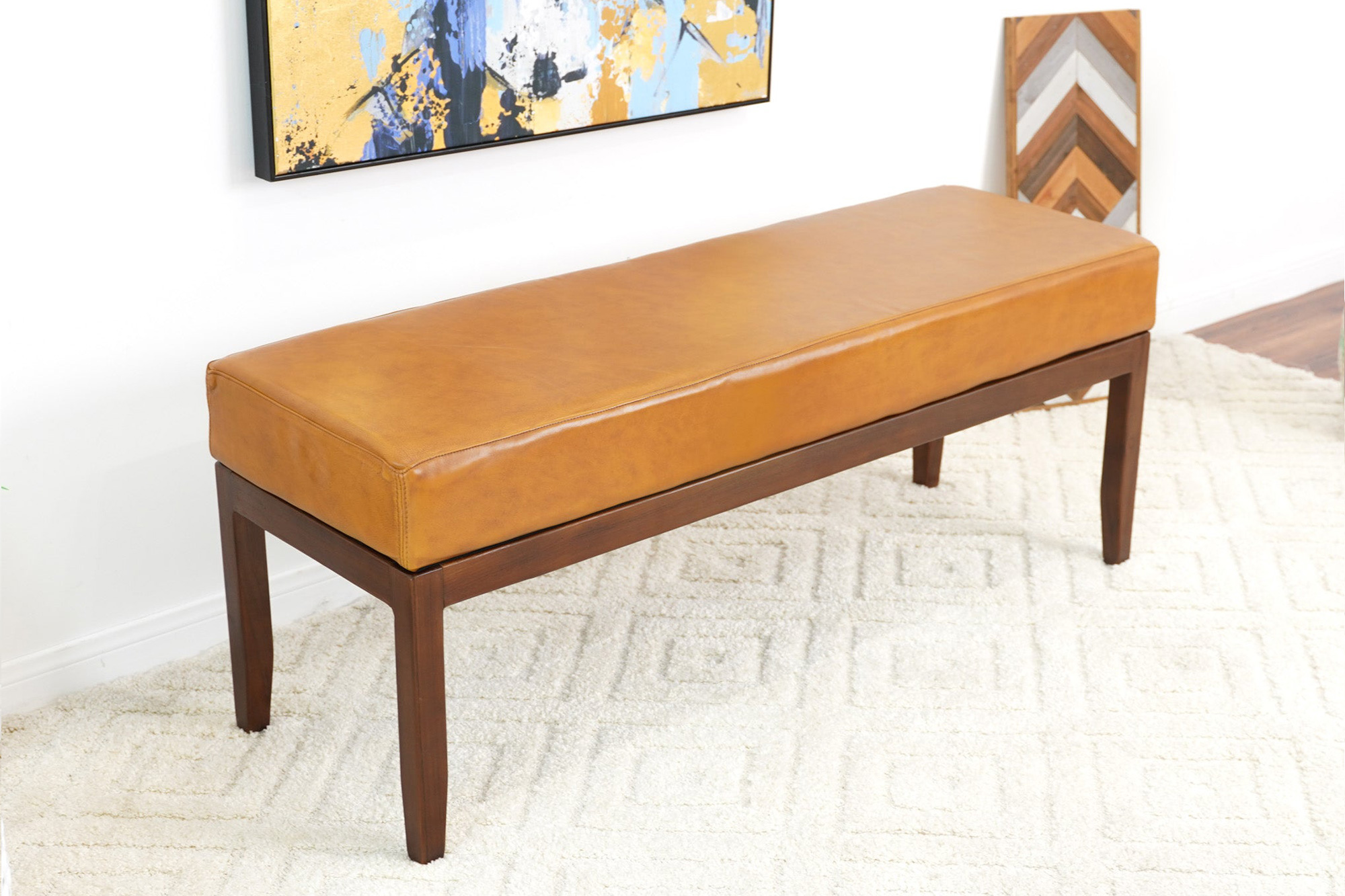 Ashcroft Austin Leather Bench w/o Lines - Antique Tan