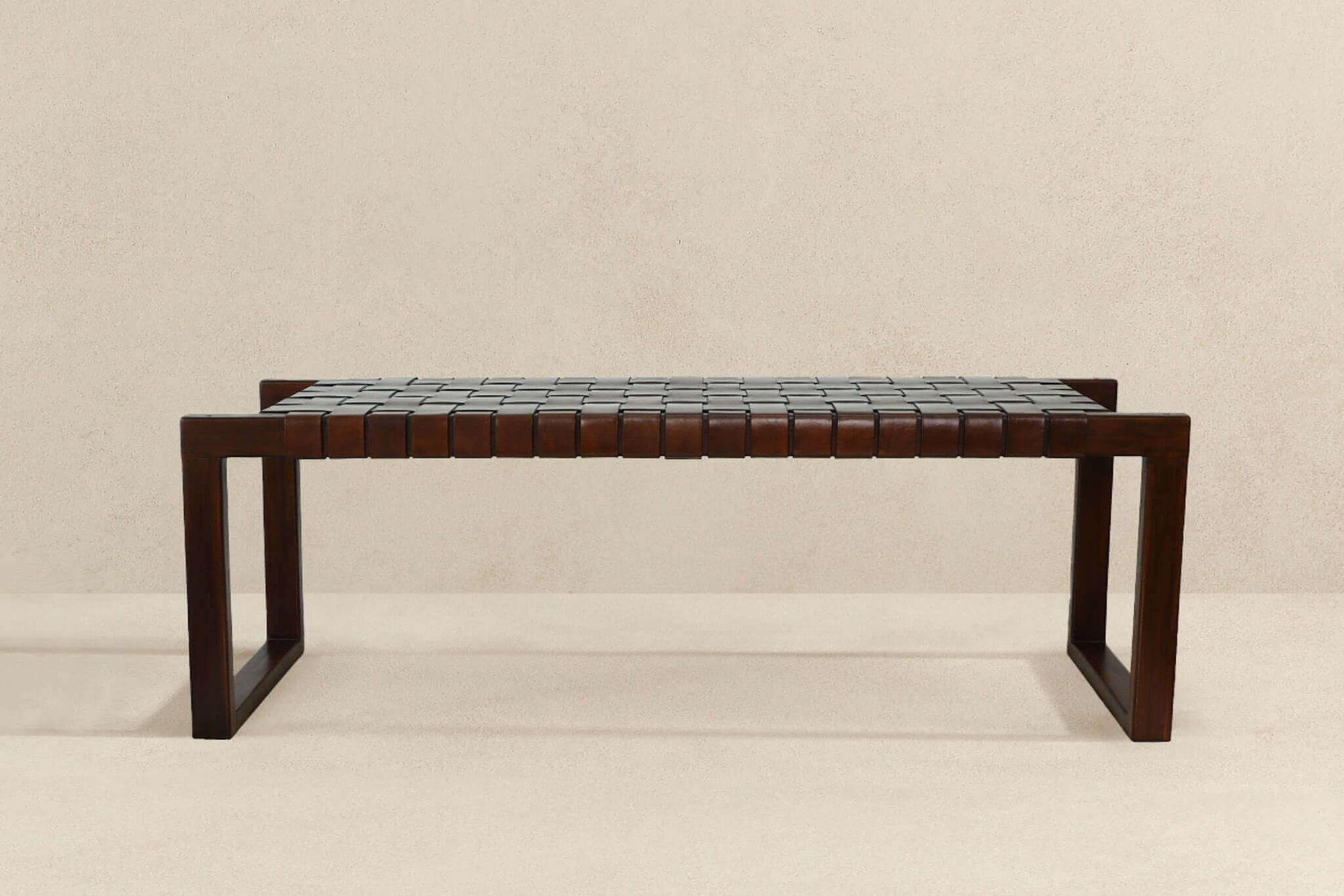 Ashcroft Christina Leather Bench - Tan