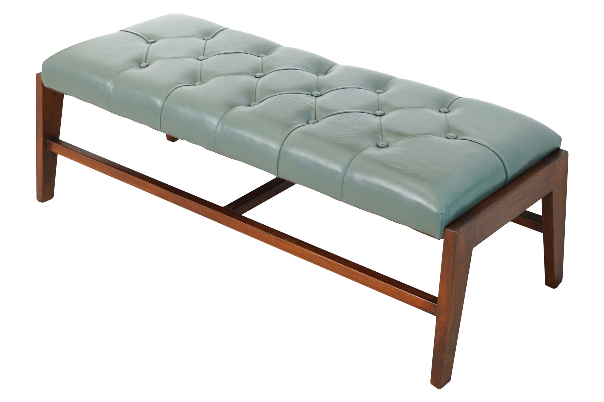 Ashcroft Hera Leather Bench with Buttons - Green