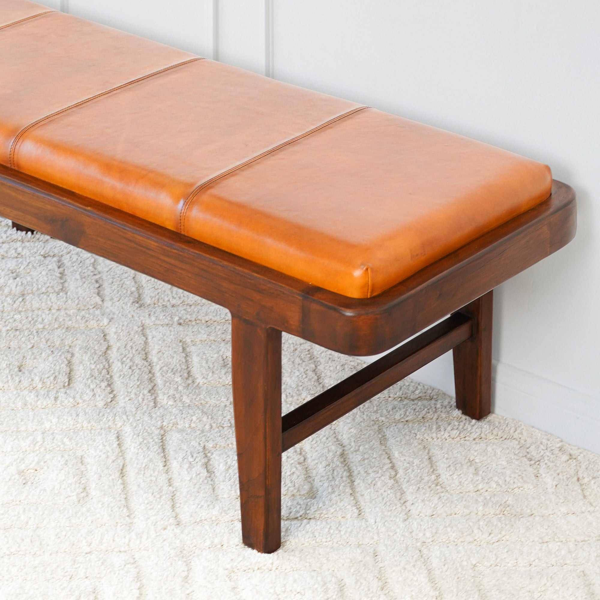 Ashcroft Maddox Leather Bench - Tan