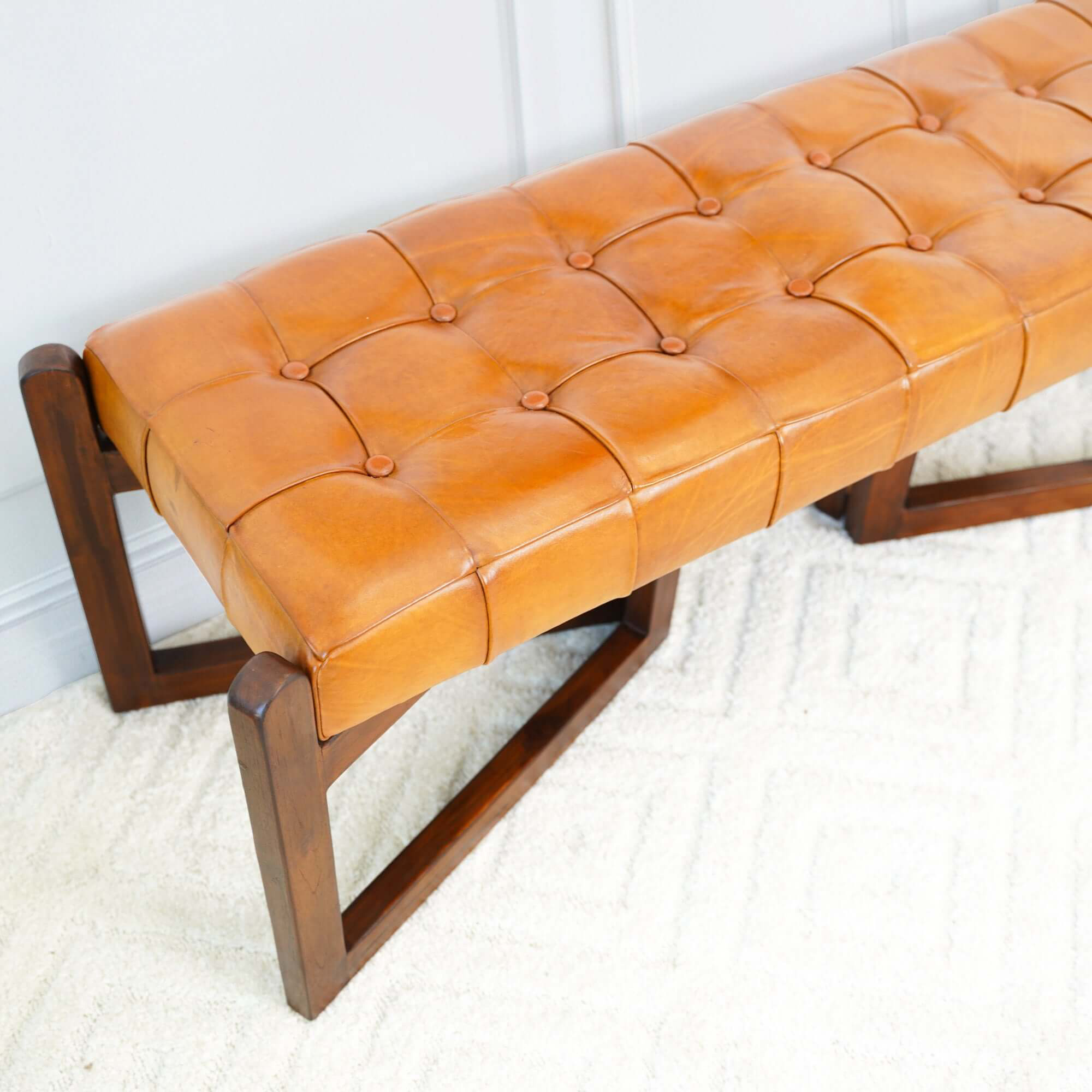 Ashcroft Riley Leather Bench - Tan