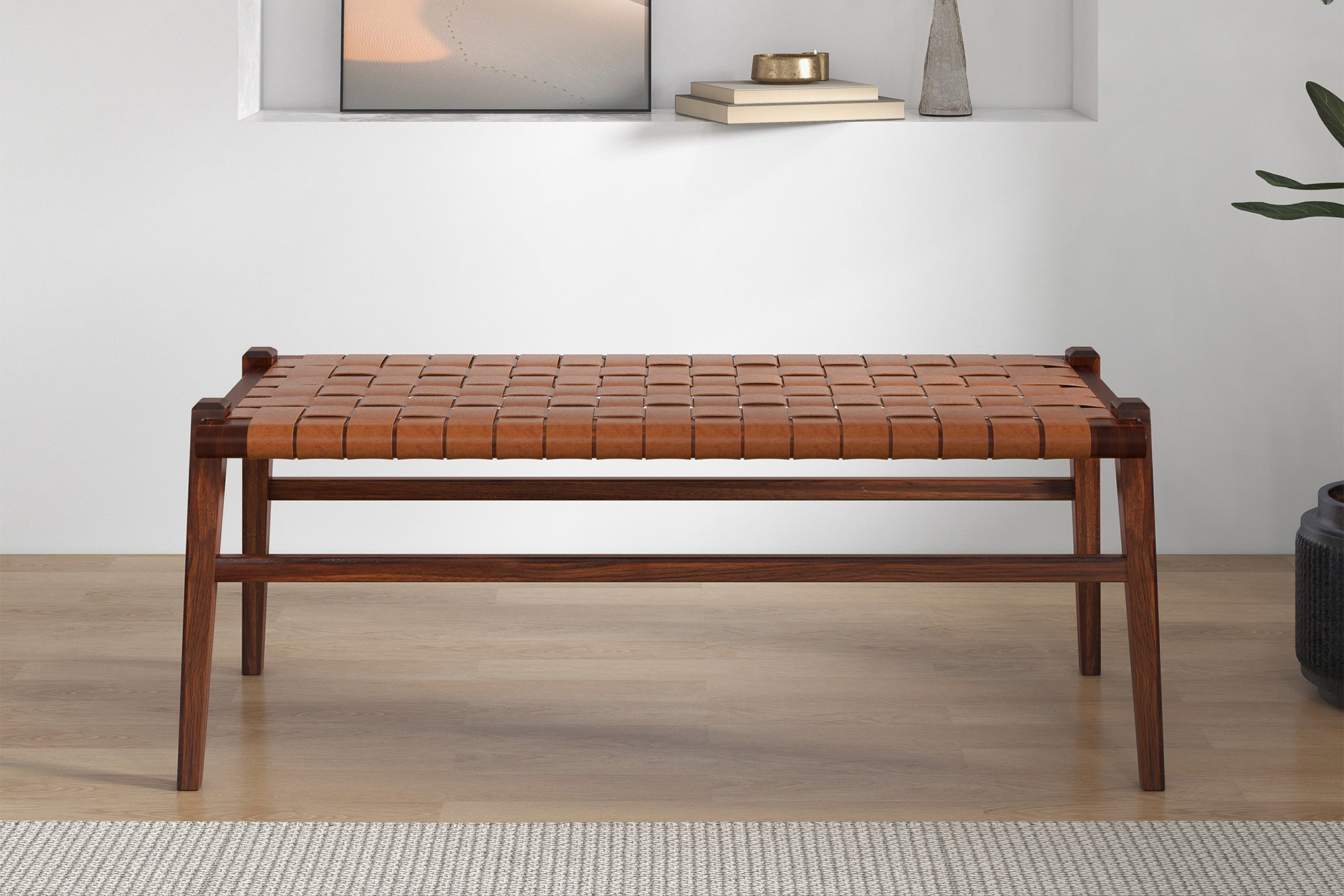 Ashcroft Cody Leather Bench - Tan