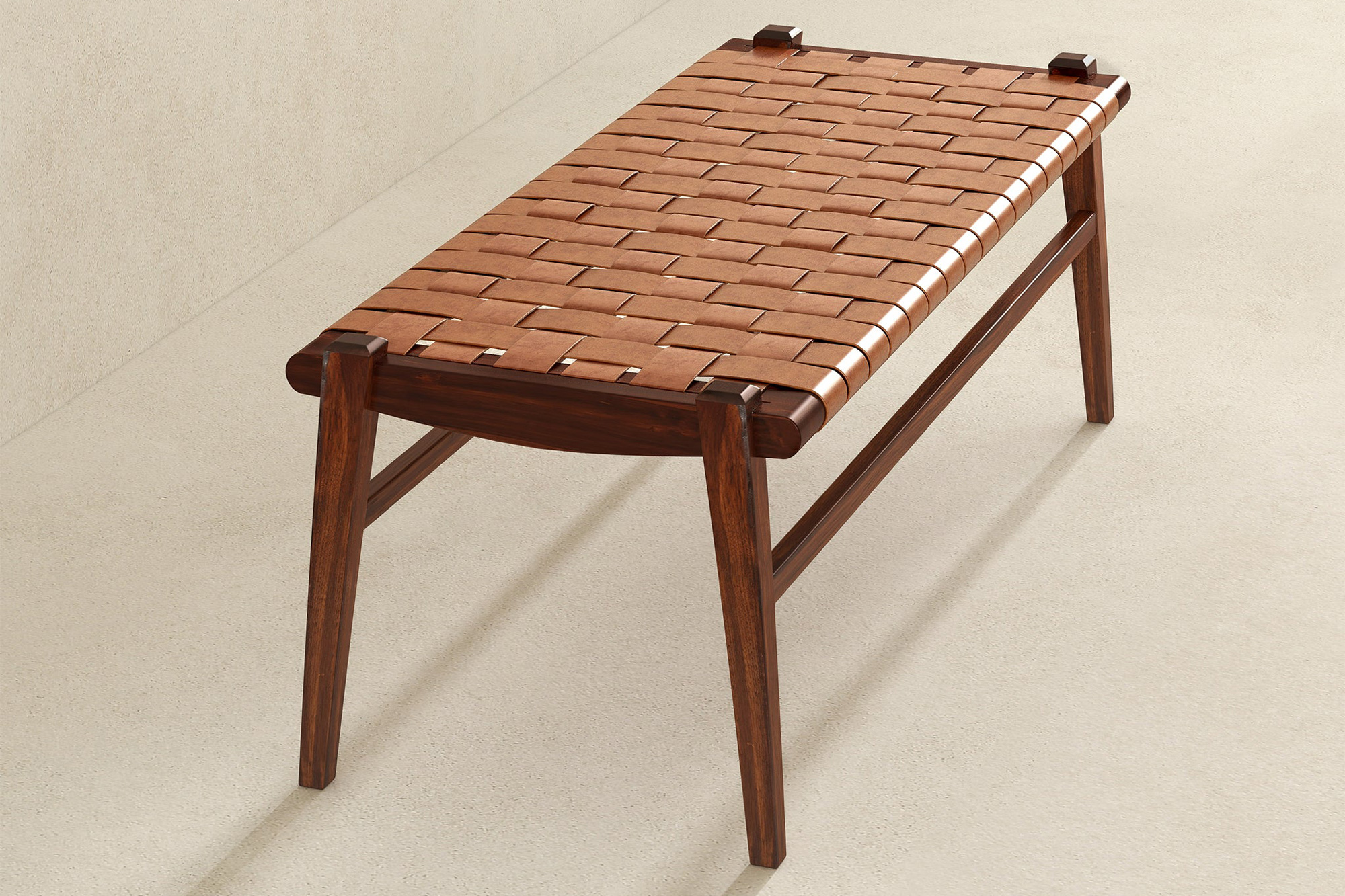 Ashcroft Cody Leather Bench - Tan