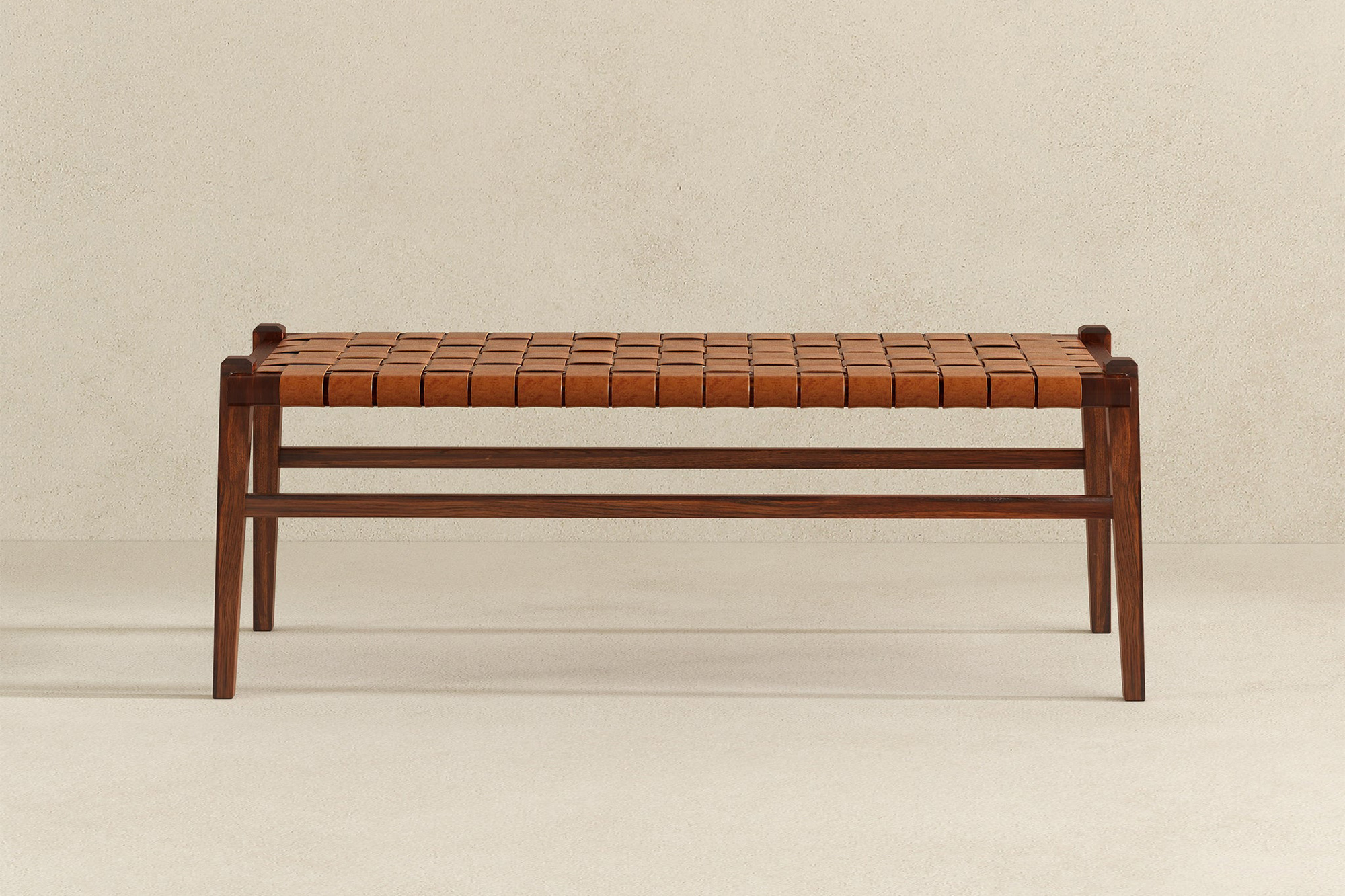 Ashcroft Cody Leather Bench - Tan