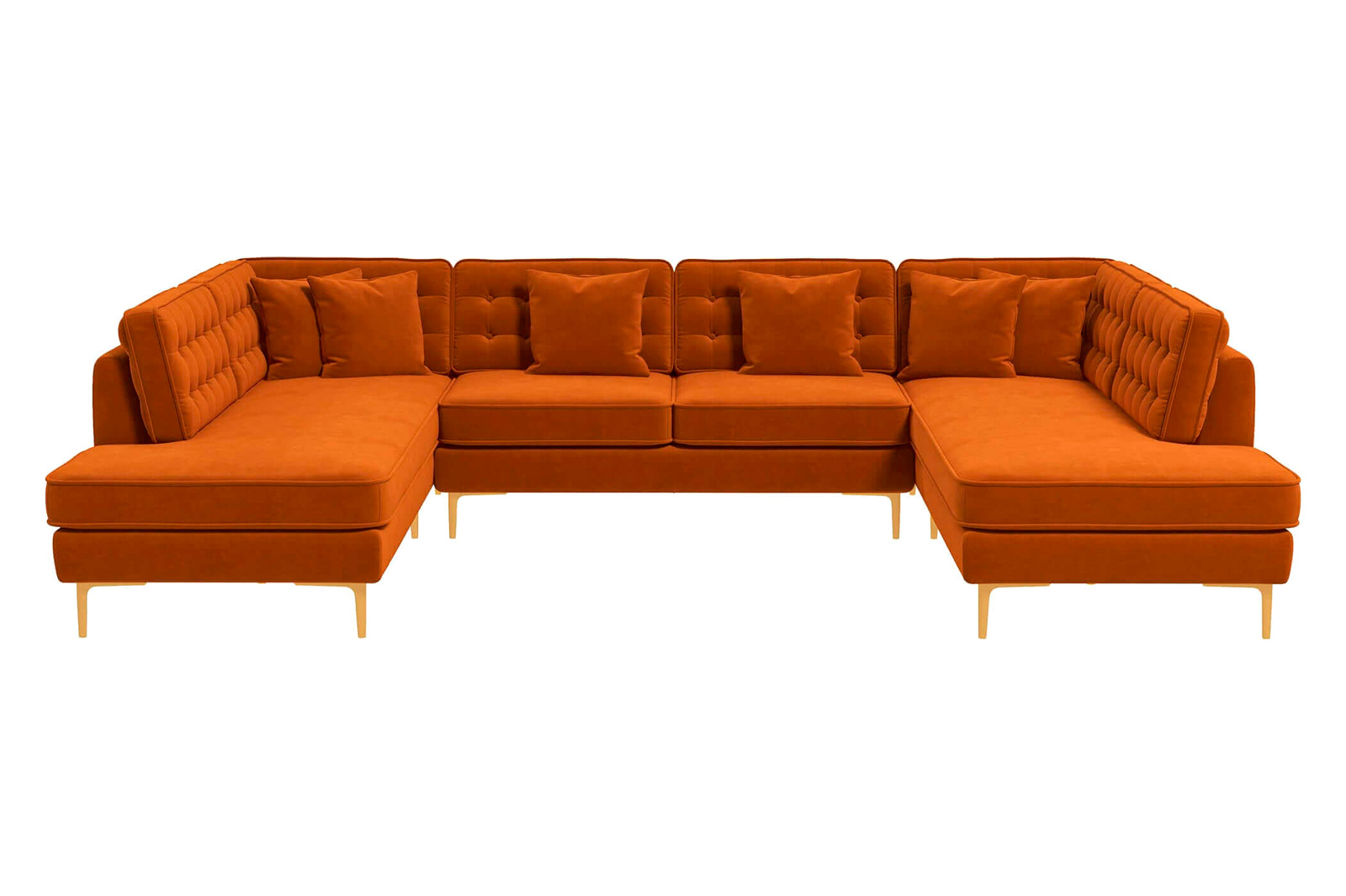 Ashcroft Brooke Velvet U-Shape Corner Sofa - Orange