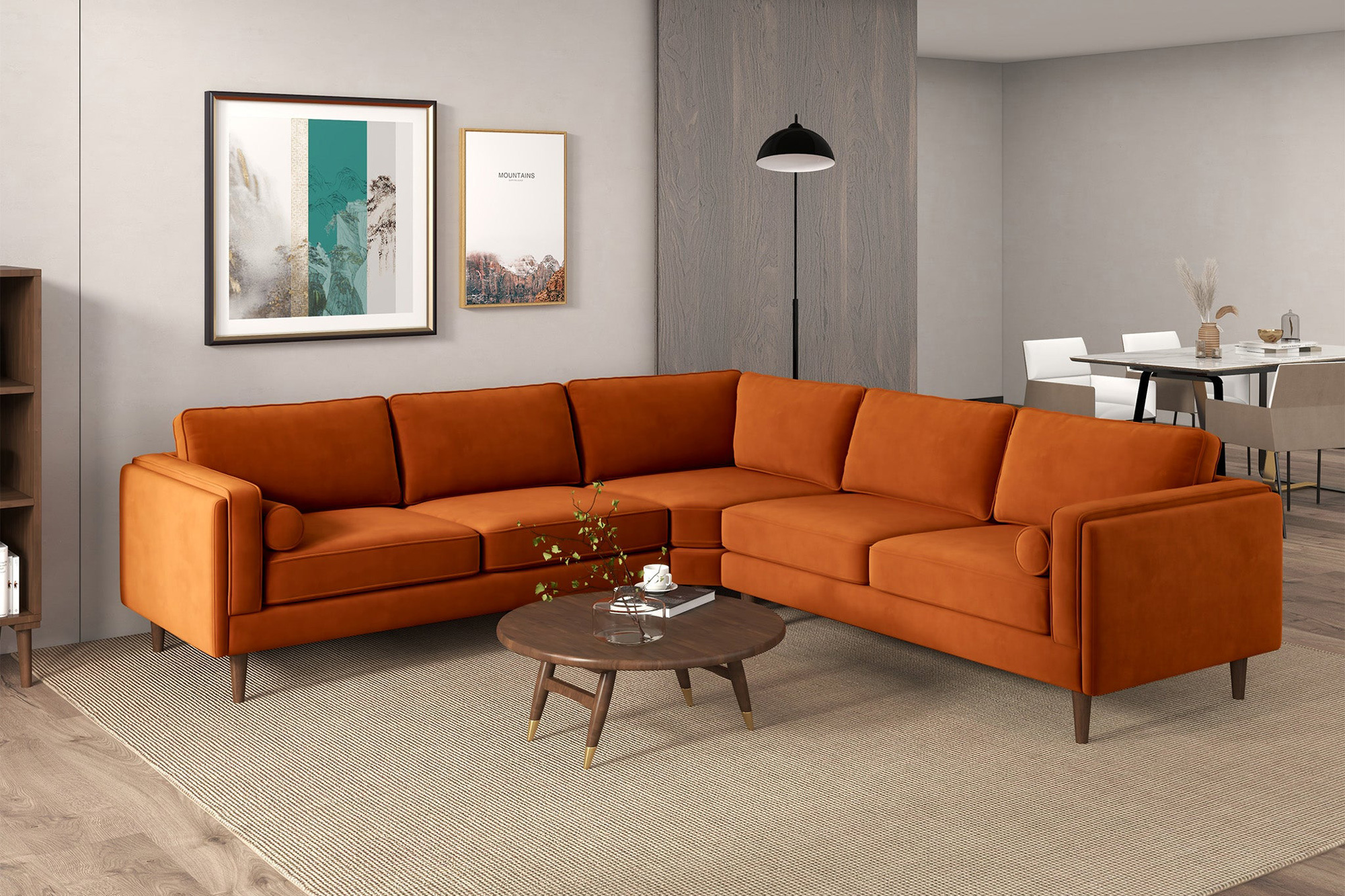 Ashcroft Amber Corner Sectional Sofa - Orange