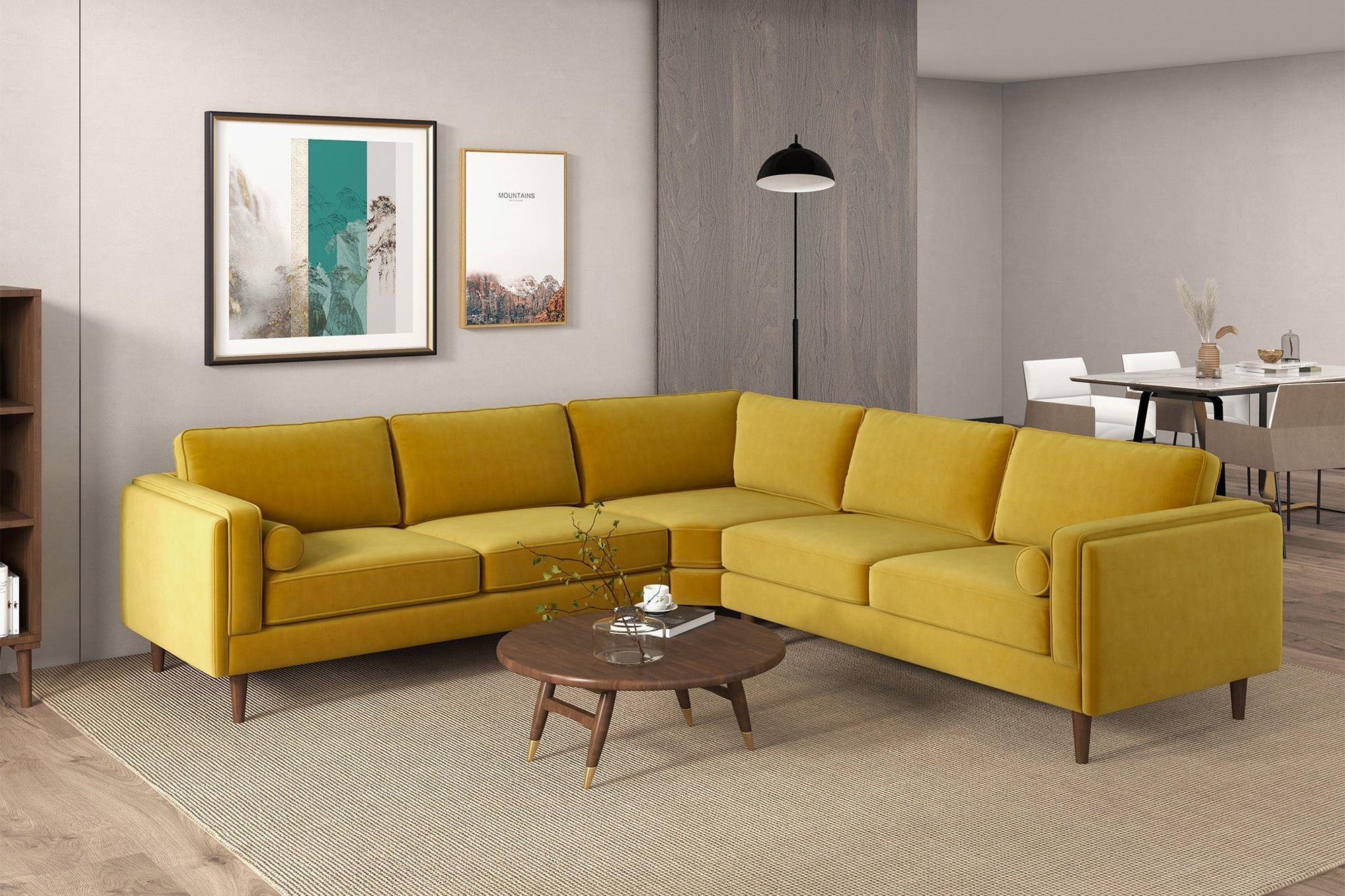 Ashcroft Amber Corner Sectional Sofa - Yellow